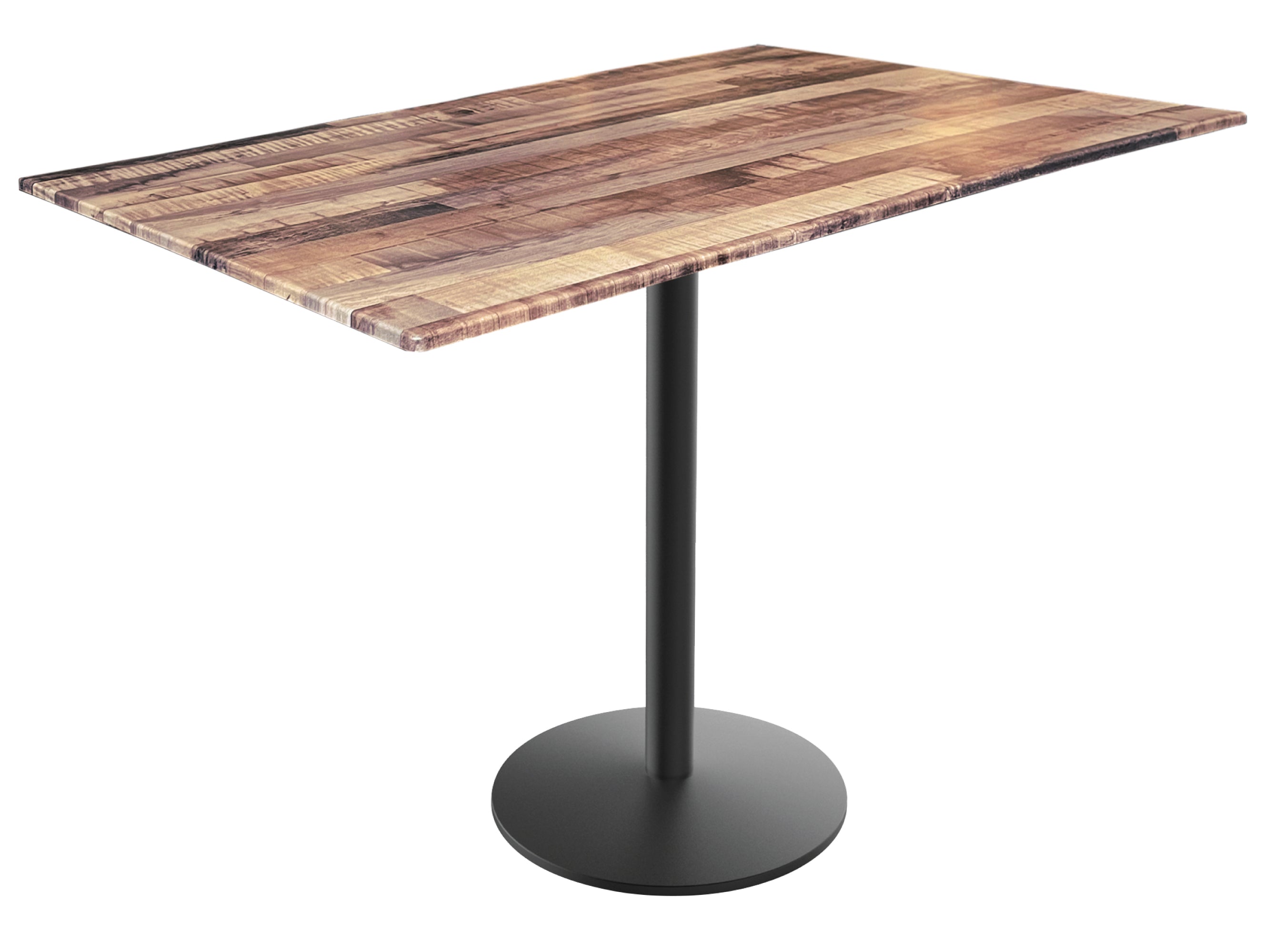 Holland Bar Stool 30-Inch Dining Height Rectangle Patio Table - Indoor/Outdoor, Black Wrinkle Base