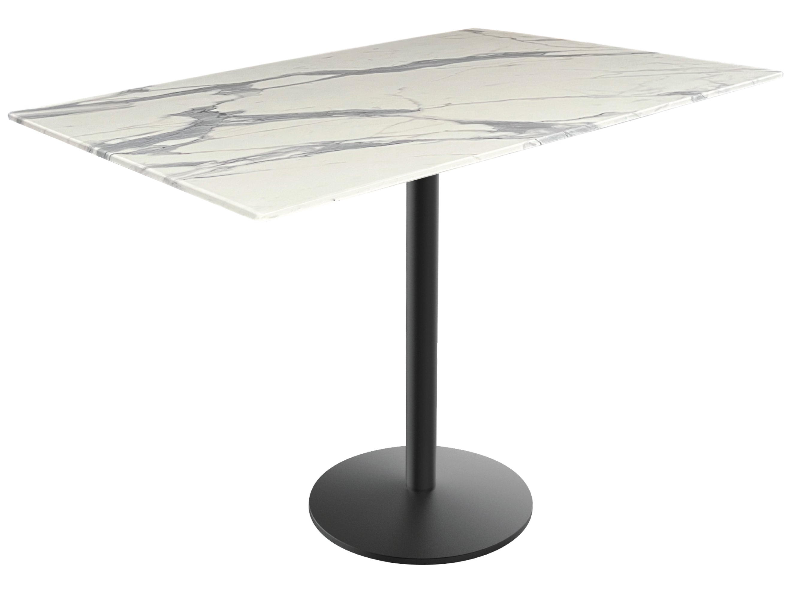 Holland Bar Stool 30-Inch Dining Height Rectangle Patio Table - Indoor/Outdoor, Black Wrinkle Base