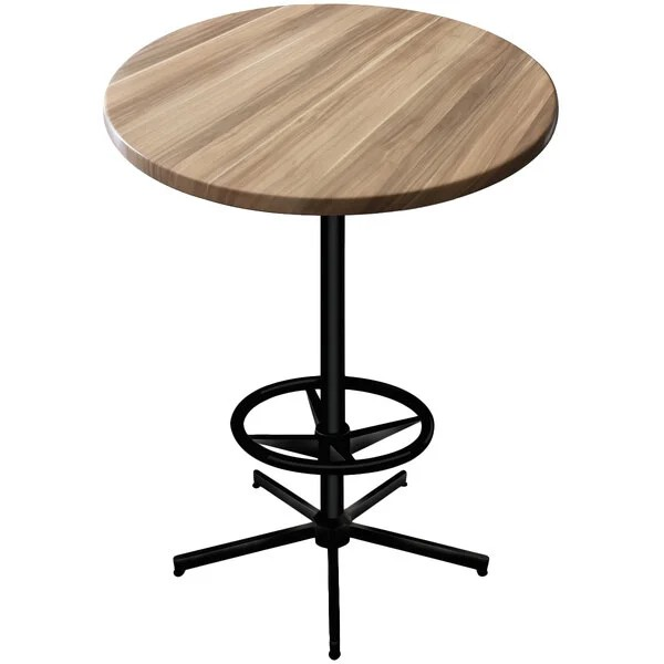 Holland Bar Stool 42-Inch Bar Height Round Patio Table - Indoor/Outdoor, Black Wrinkle Base