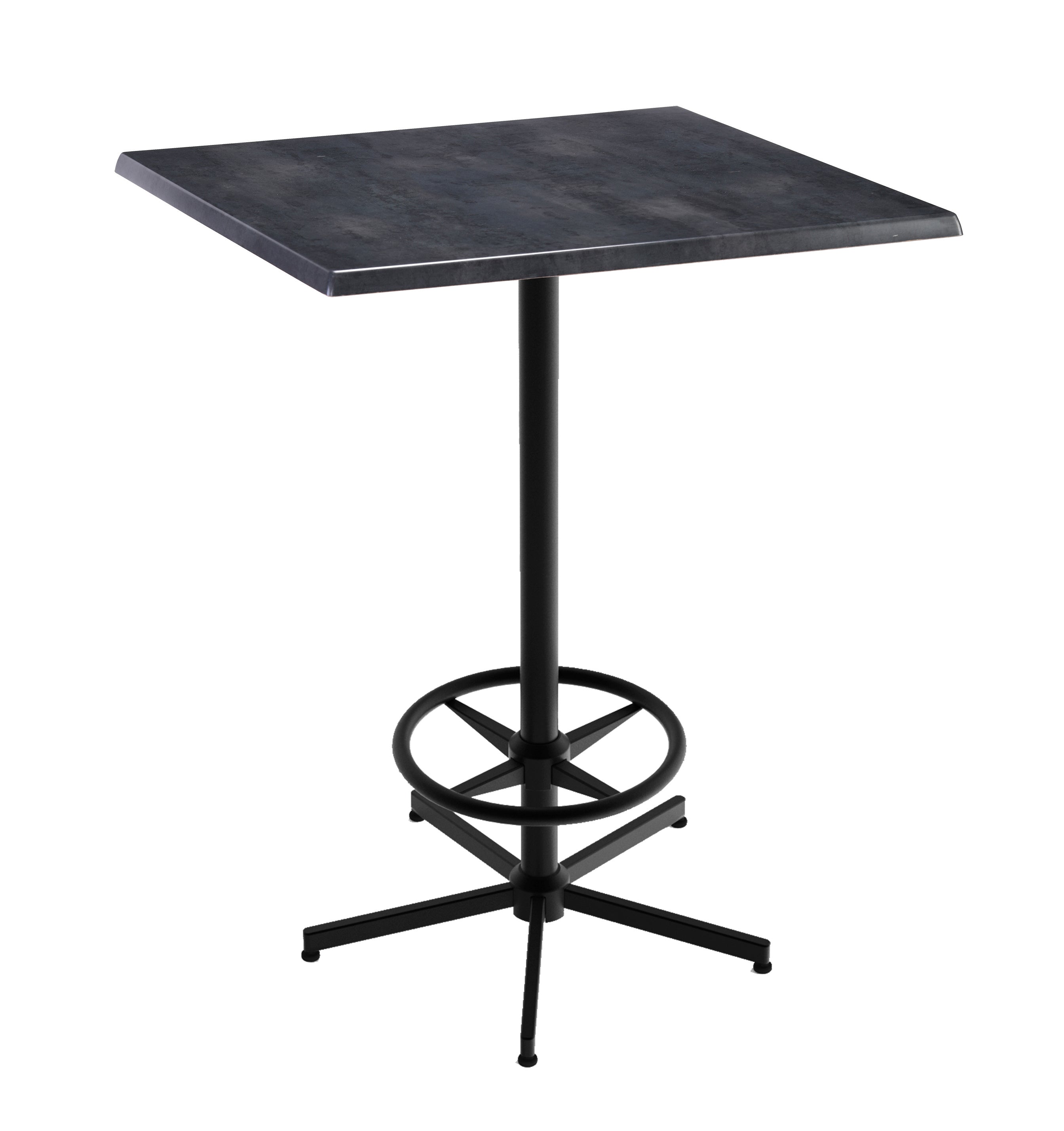 Holland Bar Stool 42-Inch Bar Height Square Patio Table - Indoor/Outdoor, Black Wrinkle Base