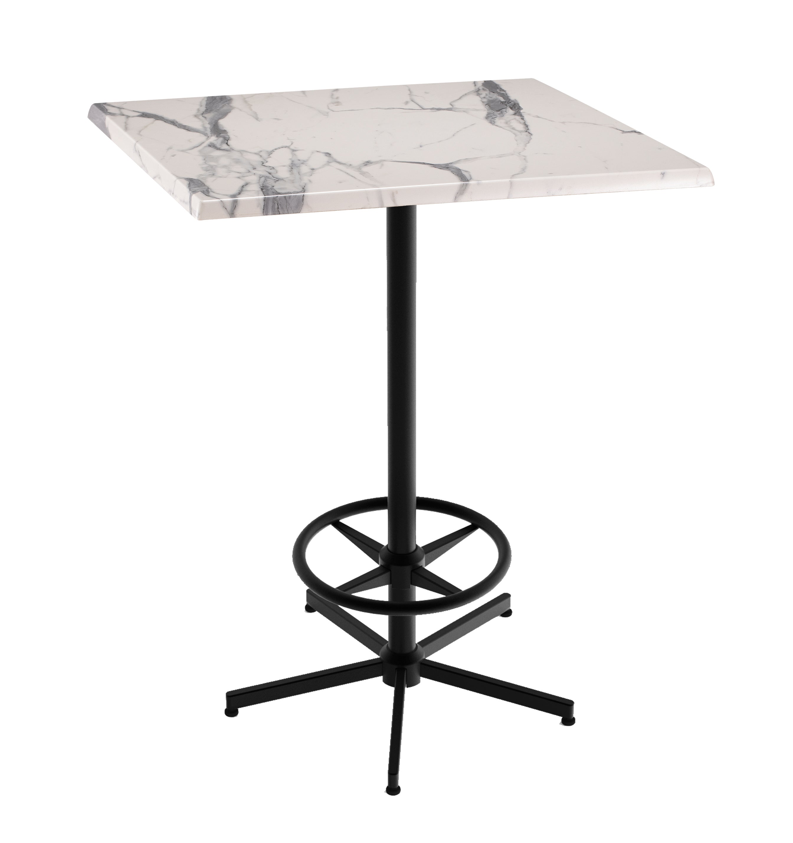 Holland Bar Stool 42-Inch Bar Height Square Patio Table - Indoor/Outdoor, Black Wrinkle Base