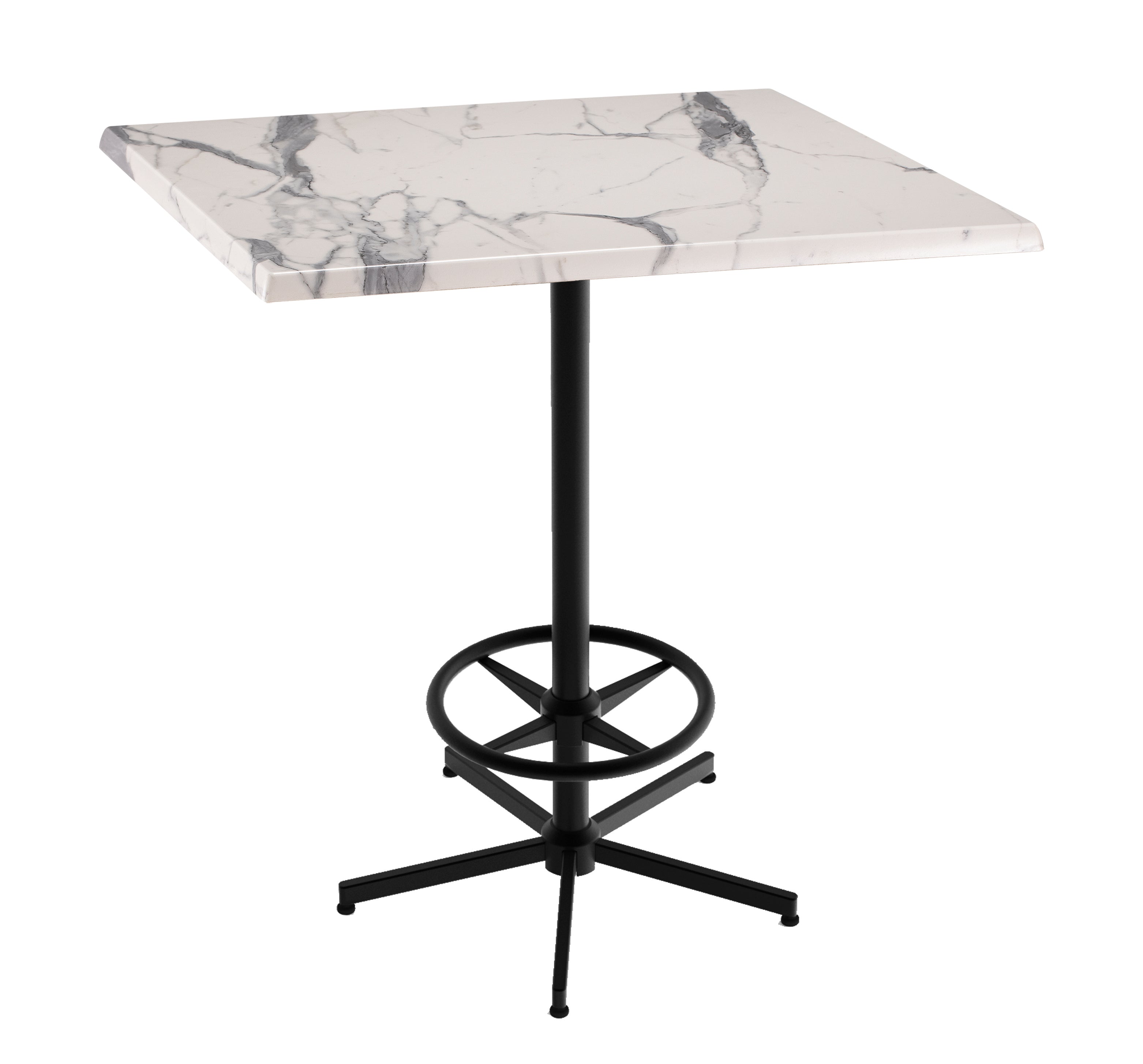 Holland Bar Stool 42-Inch Bar Height Square Patio Table - Indoor/Outdoor, Black Wrinkle Base