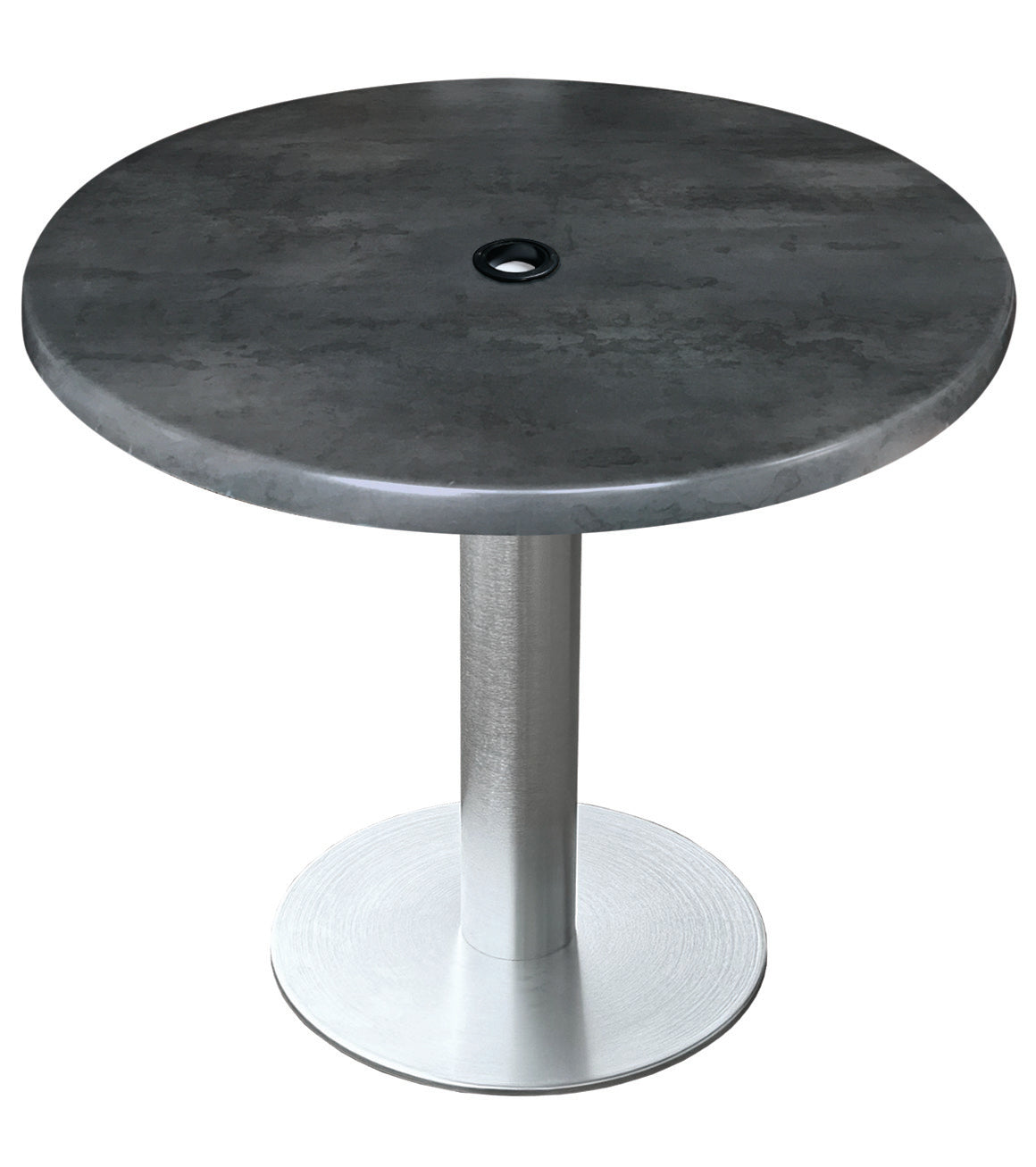 Holland Bar Stool 30-Inch Dining Height Round Patio Table - Indoor/Outdoor, with Umbrella Hole, Brushed Aluminum Base