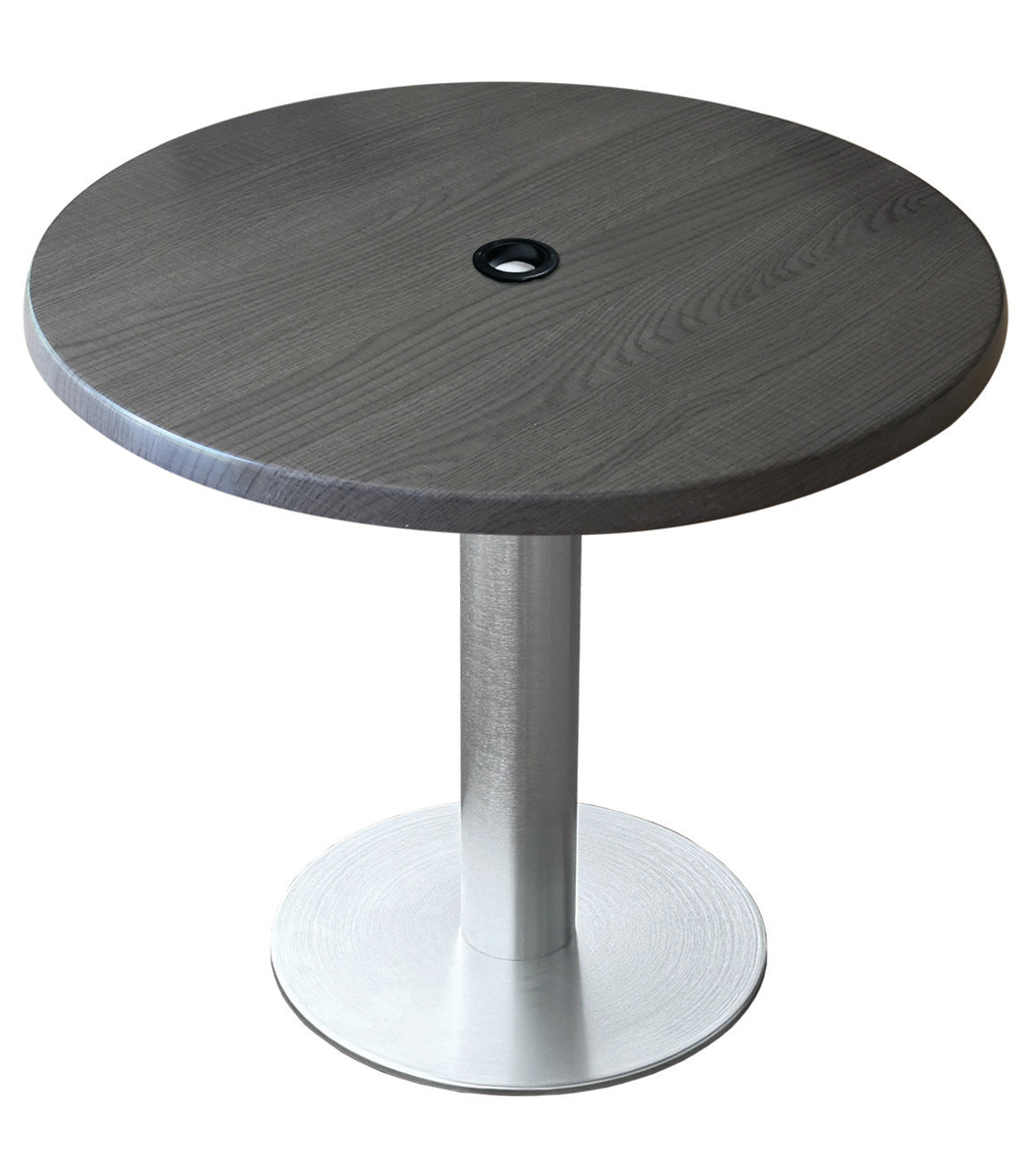 Holland Bar Stool 30-Inch Dining Height Round Patio Table - Indoor/Outdoor, with Umbrella Hole, Brushed Aluminum Base