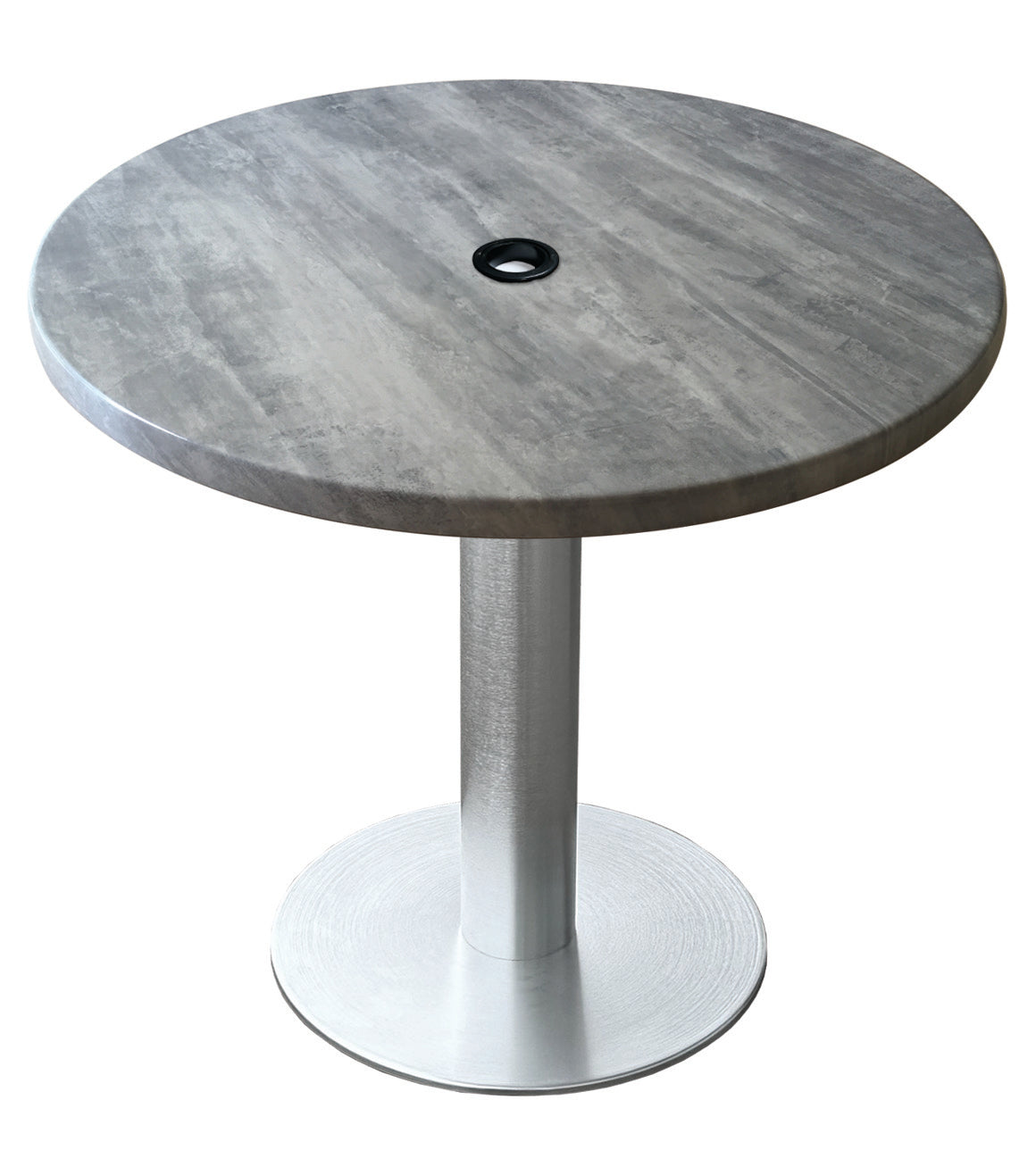 Holland Bar Stool 30-Inch Dining Height Round Patio Table - Indoor/Outdoor, with Umbrella Hole, Brushed Aluminum Base