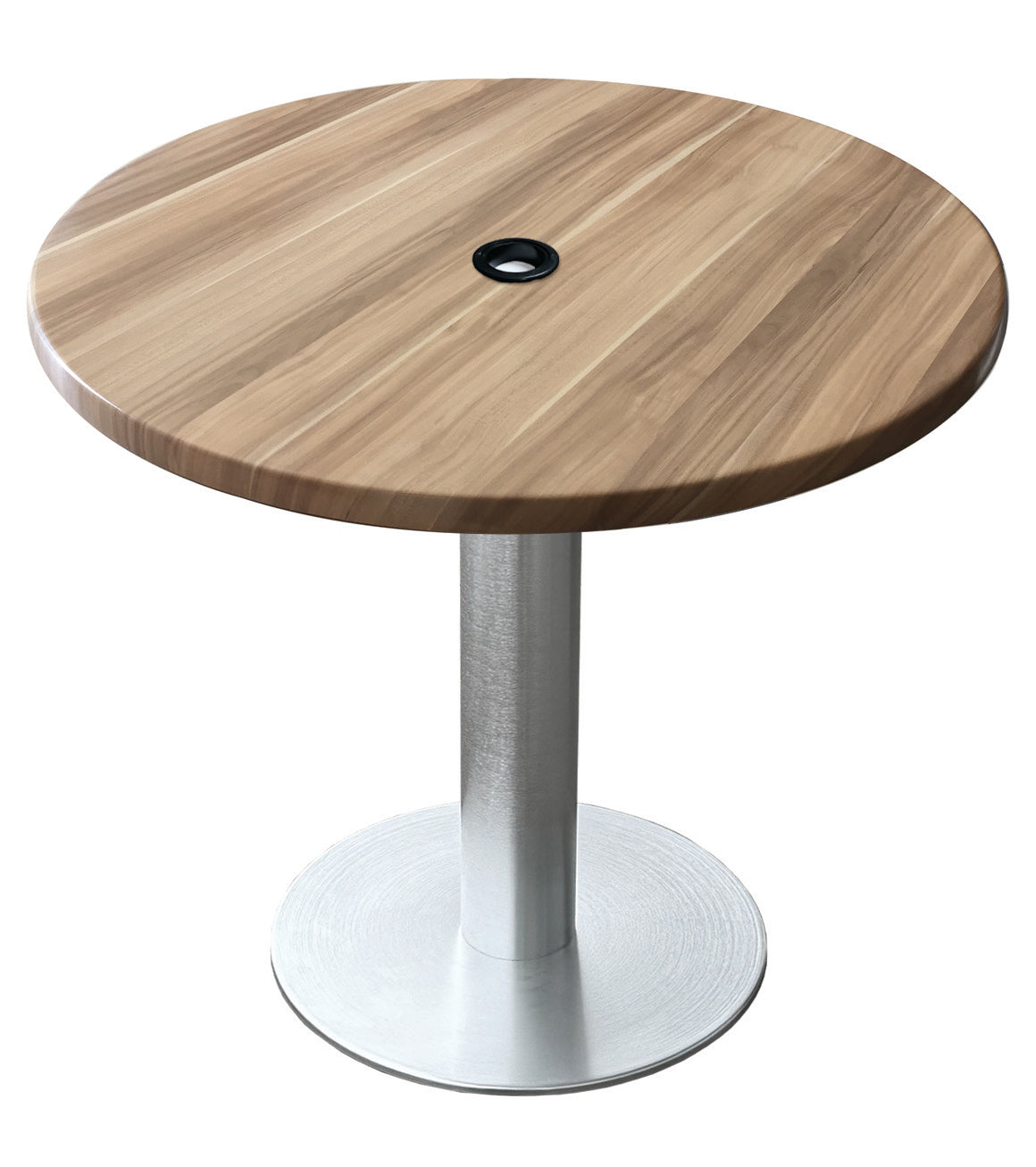 Holland Bar Stool 30-Inch Dining Height Round Patio Table - Indoor/Outdoor, with Umbrella Hole, Brushed Aluminum Base