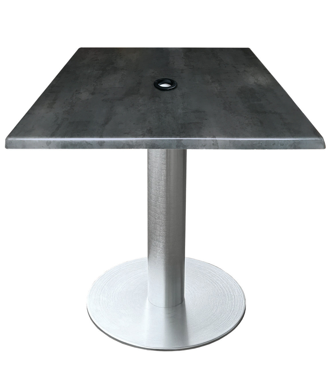 Holland Bar Stool 30-Inch Dining Height Square Patio Table - Indoor/Outdoor, with Umbrella Hole, Brushed Aluminum Base