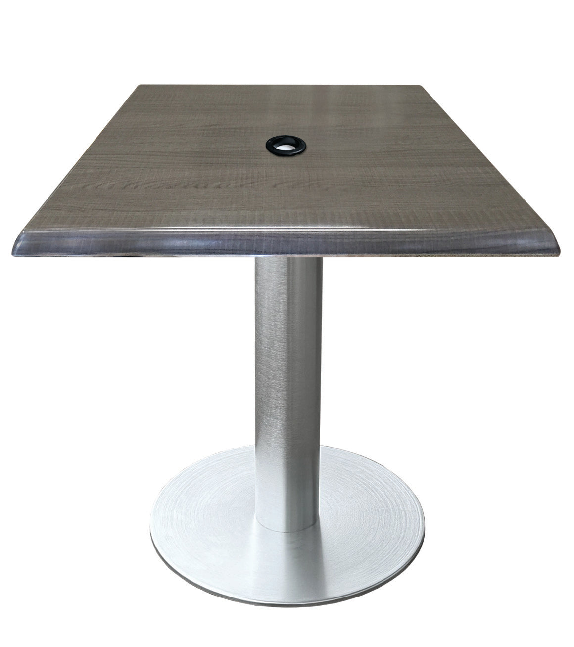 Holland Bar Stool 30-Inch Dining Height Square Patio Table - Indoor/Outdoor, with Umbrella Hole, Brushed Aluminum Base