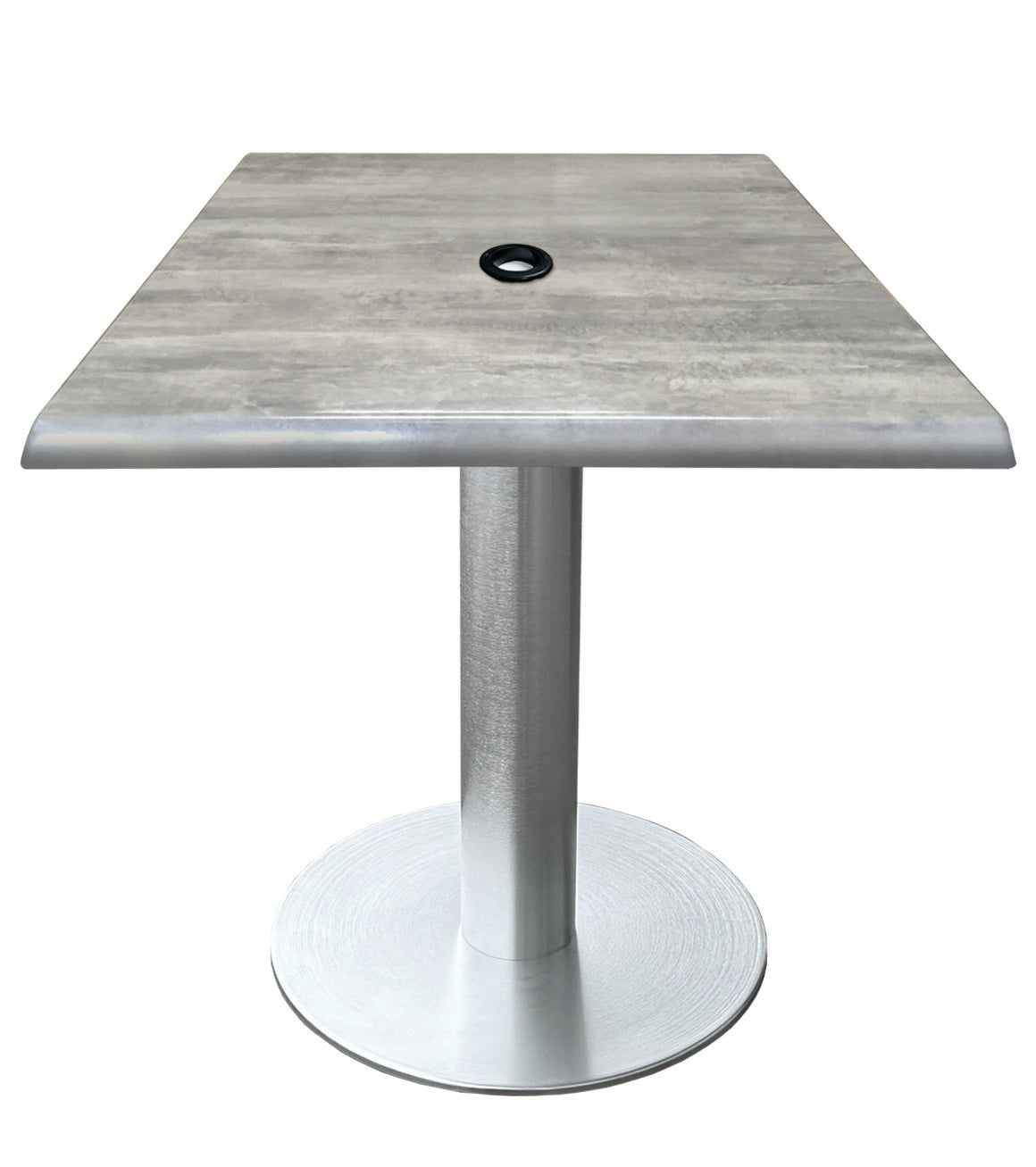 Holland Bar Stool 30-Inch Dining Height Square Patio Table - Indoor/Outdoor, with Umbrella Hole, Brushed Aluminum Base