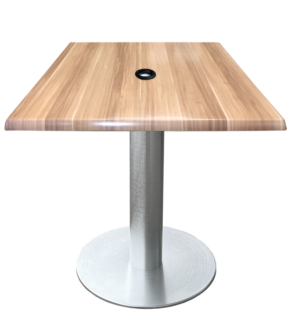 Holland Bar Stool 30-Inch Dining Height Square Patio Table - Indoor/Outdoor, with Umbrella Hole, Brushed Aluminum Base