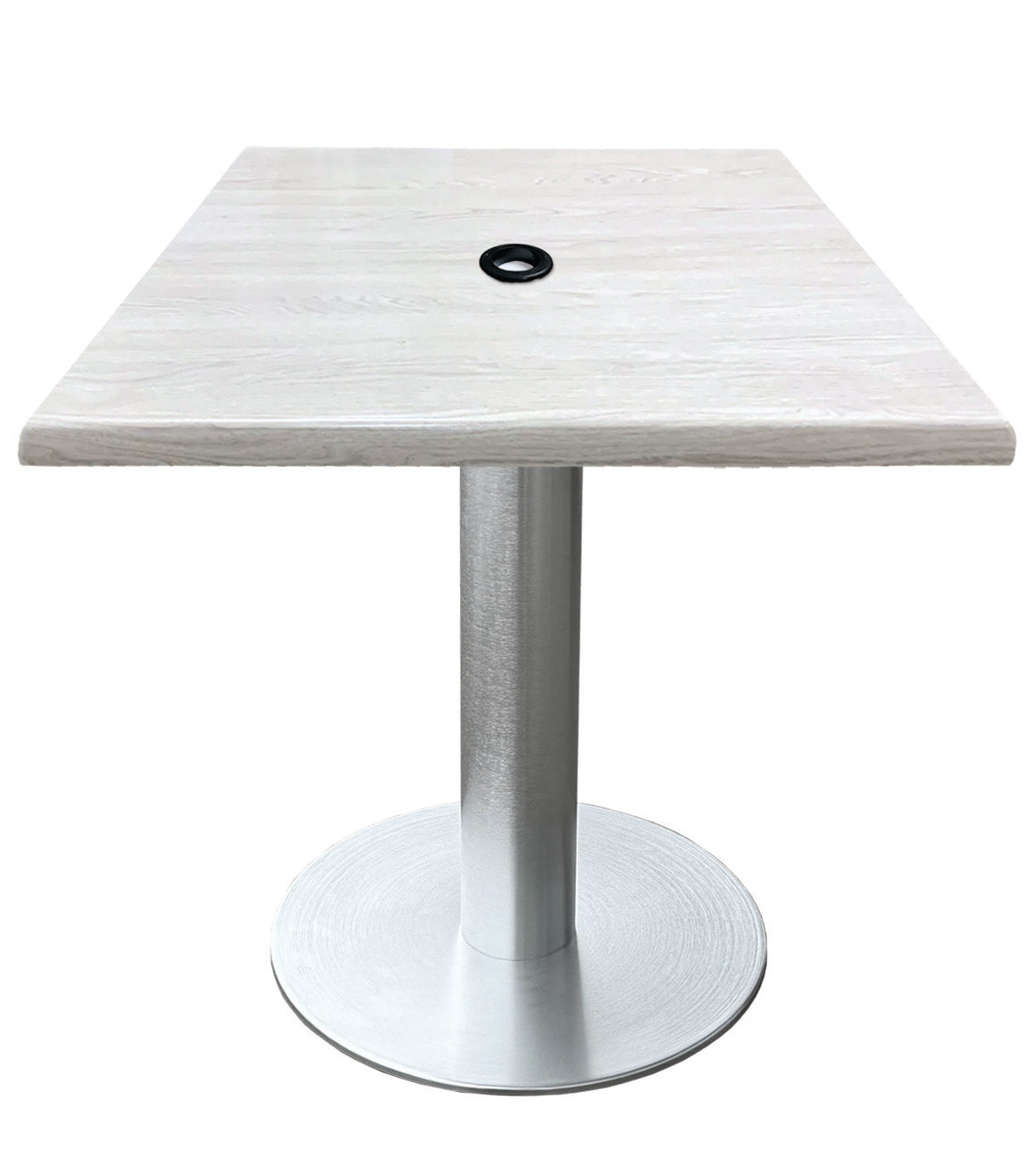 Holland Bar Stool 30-Inch Dining Height Square Patio Table - Indoor/Outdoor, with Umbrella Hole, Brushed Aluminum Base