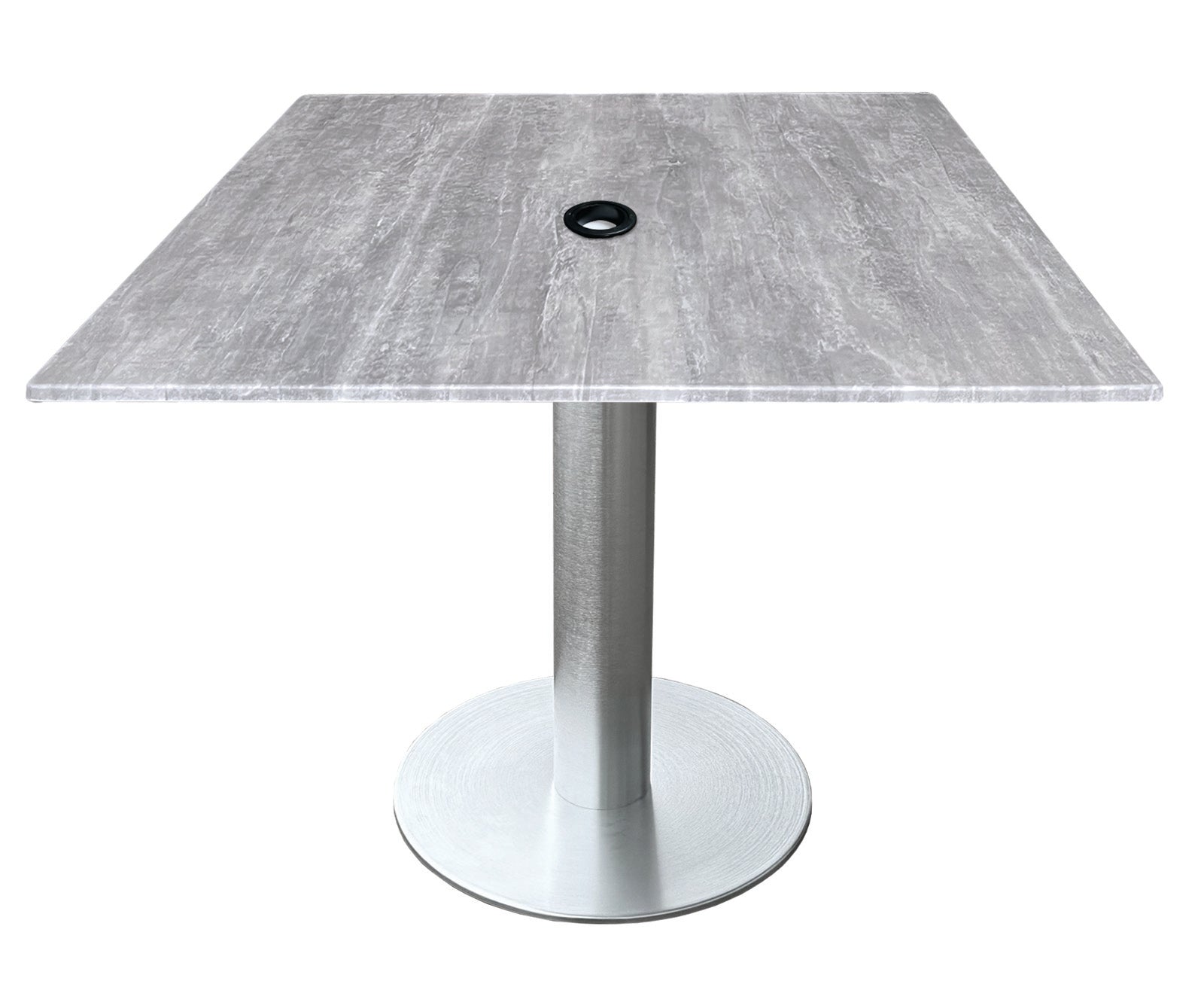 Holland Bar Stool 30-Inch Dining Height Square Patio Table - Indoor/Outdoor, with Umbrella Hole, Brushed Aluminum Base