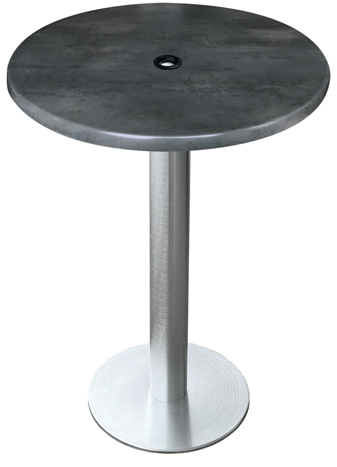 Holland Bar Stool 42-Inch Bar Height Round Patio Table - Indoor/Outdoor, with Umbrella Hole, Brushed Aluminum Base