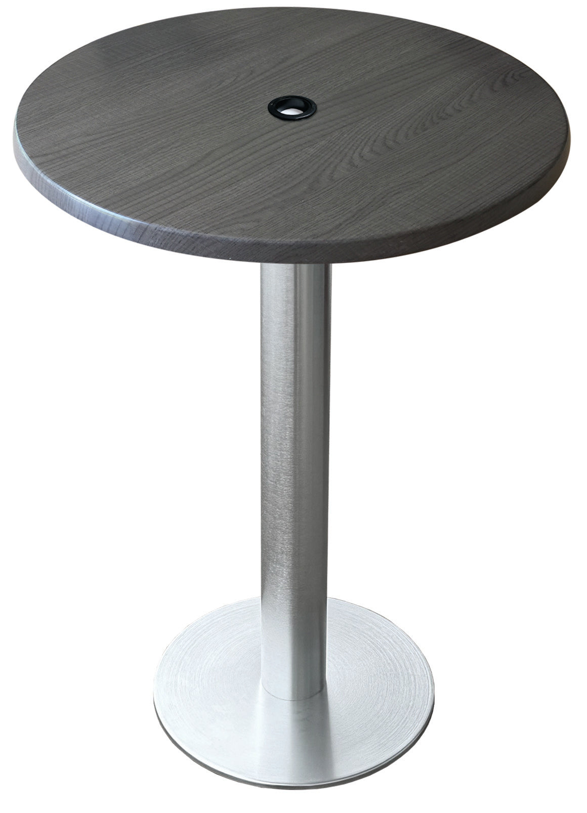 Holland Bar Stool 42-Inch Bar Height Round Patio Table - Indoor/Outdoor, with Umbrella Hole, Brushed Aluminum Base