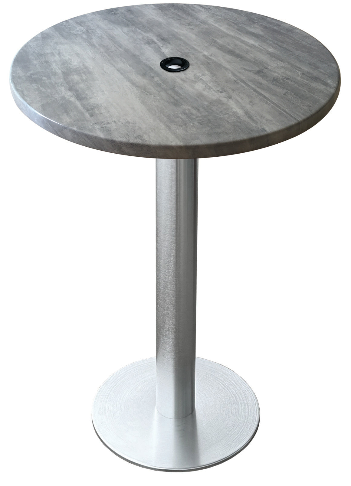Holland Bar Stool 42-Inch Bar Height Round Patio Table - Indoor/Outdoor, with Umbrella Hole, Brushed Aluminum Base