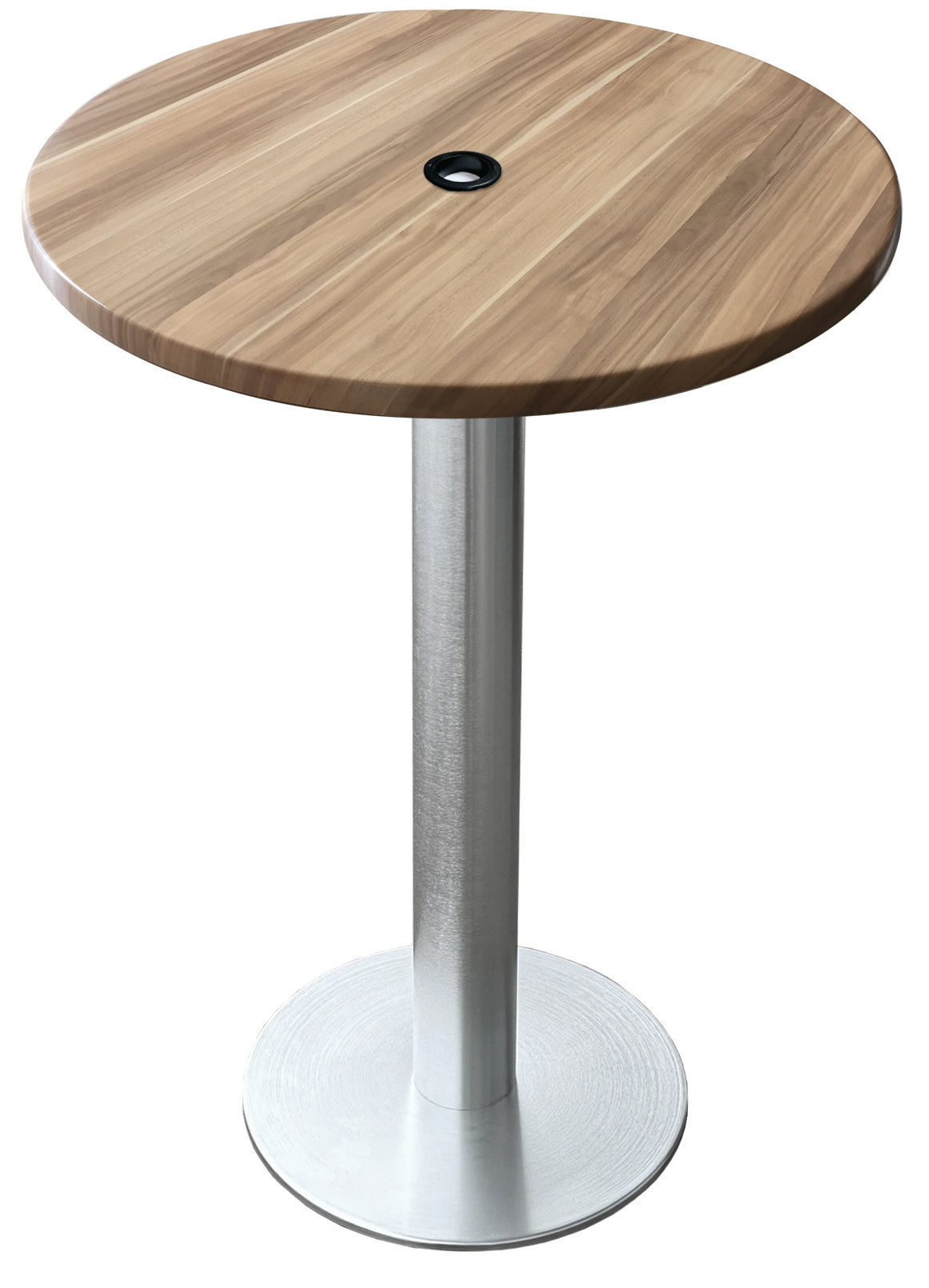 Holland Bar Stool 36-Inch Counter Height Round Patio Table - Indoor/Outdoor, with Umbrella Hole, Brushed Aluminum Base