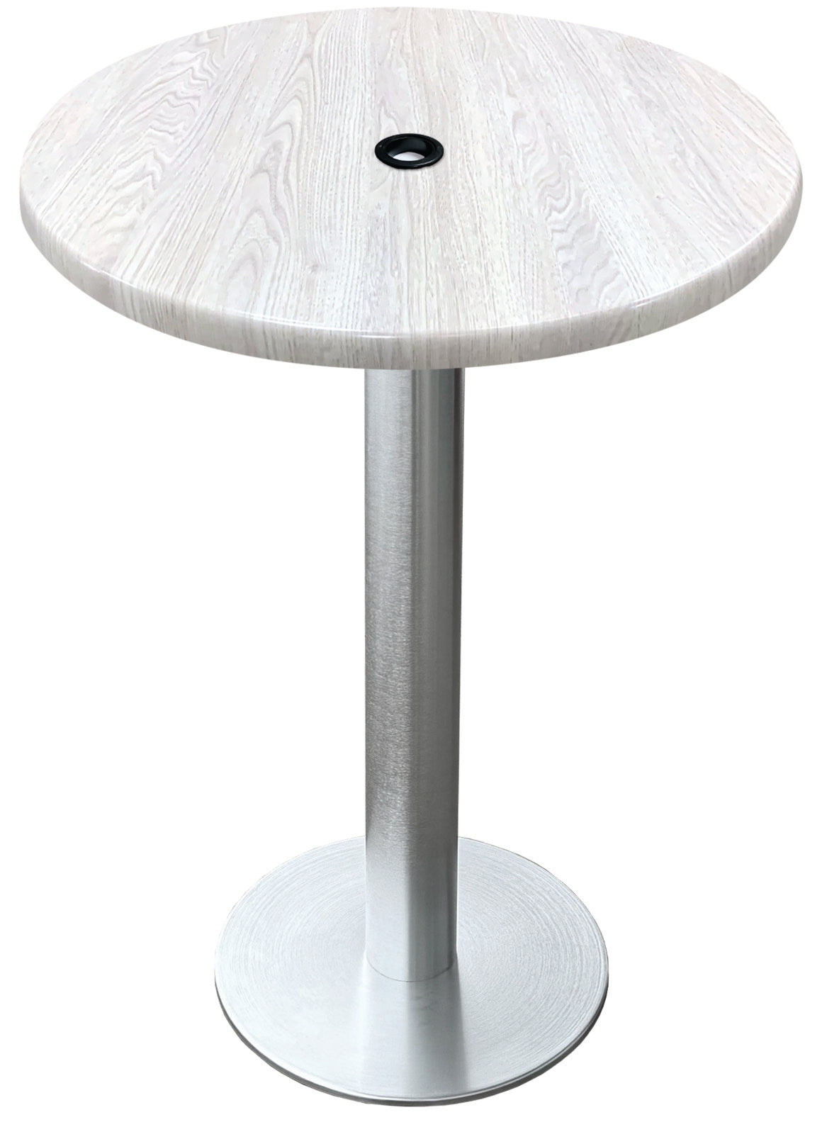Holland Bar Stool 42-Inch Bar Height Round Patio Table - Indoor/Outdoor, with Umbrella Hole, Brushed Aluminum Base