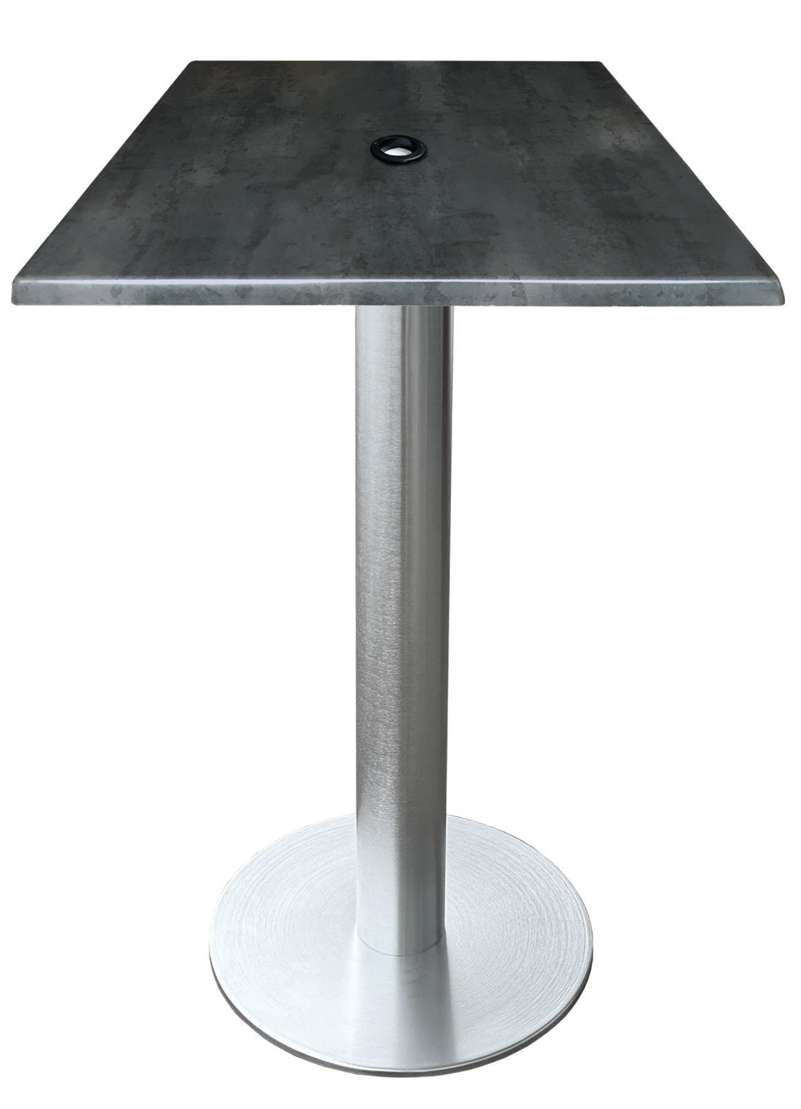 Holland Bar Stool 42-Inch Bar Height Square Patio Table - Indoor/Outdoor, with Umbrella Hole, Brushed Aluminum Base