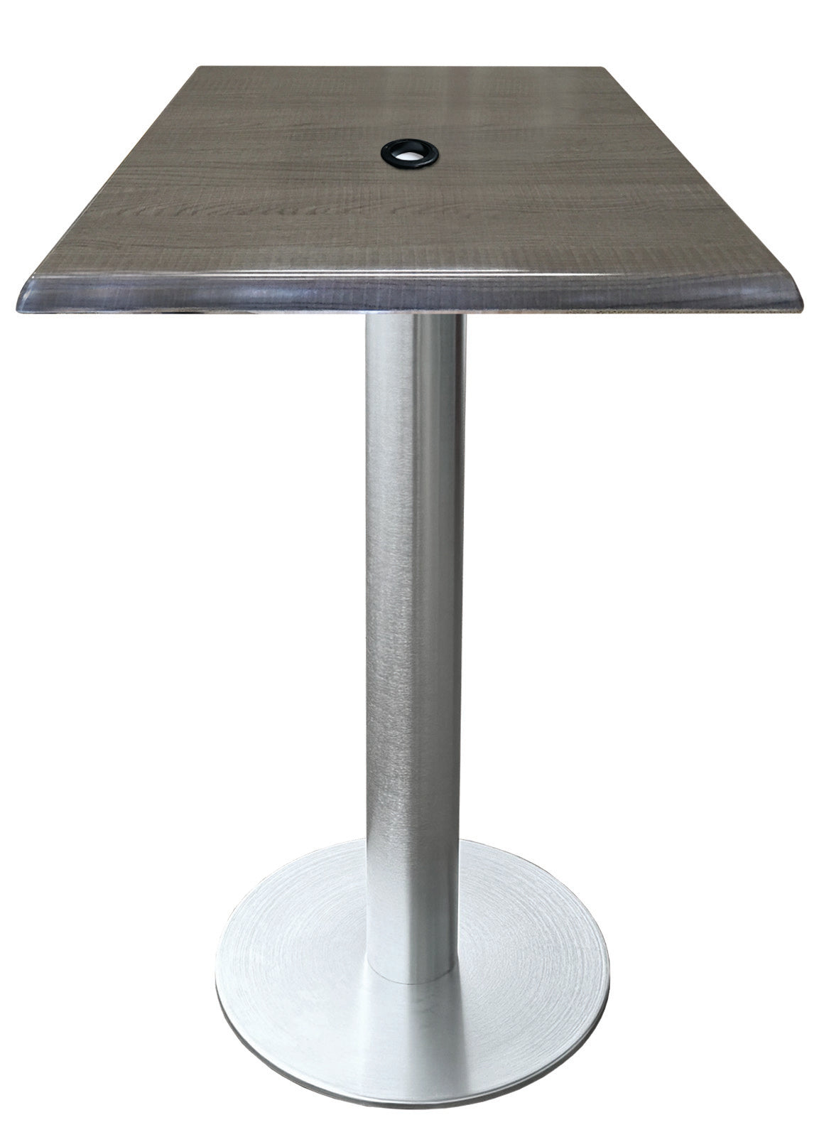 Holland Bar Stool 36-Inch Counter Height Indoor/Outdoor - Square Patio Table with Umbrella Hole, Brushed Aluminum Base