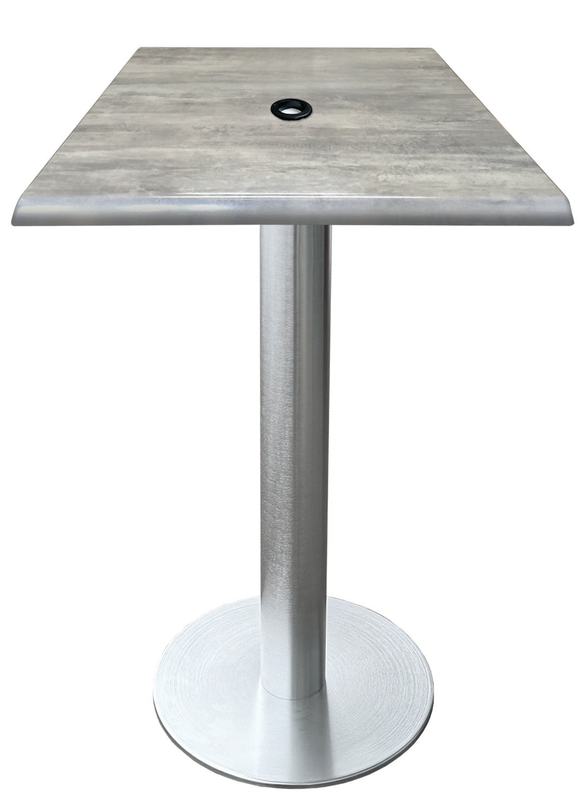 Holland Bar Stool 42-Inch Bar Height Square Patio Table - Indoor/Outdoor, with Umbrella Hole, Brushed Aluminum Base