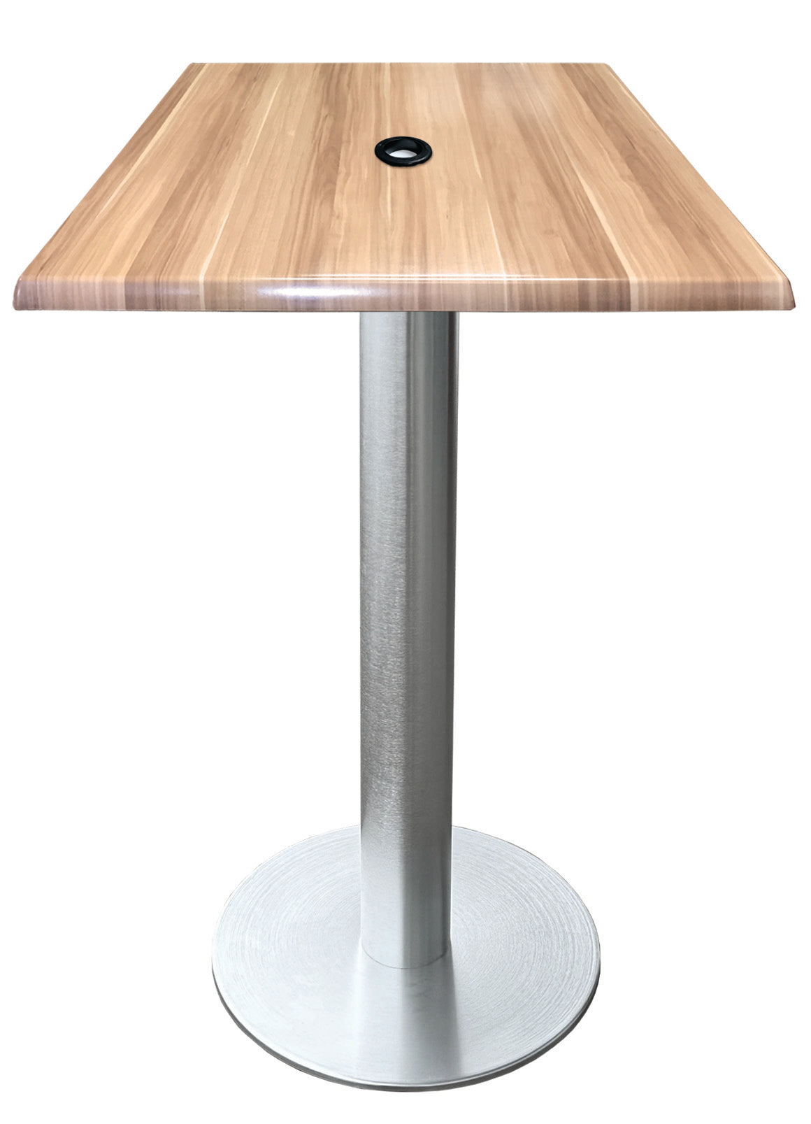 Holland Bar Stool 42-Inch Bar Height Square Patio Table - Indoor/Outdoor, with Umbrella Hole, Brushed Aluminum Base
