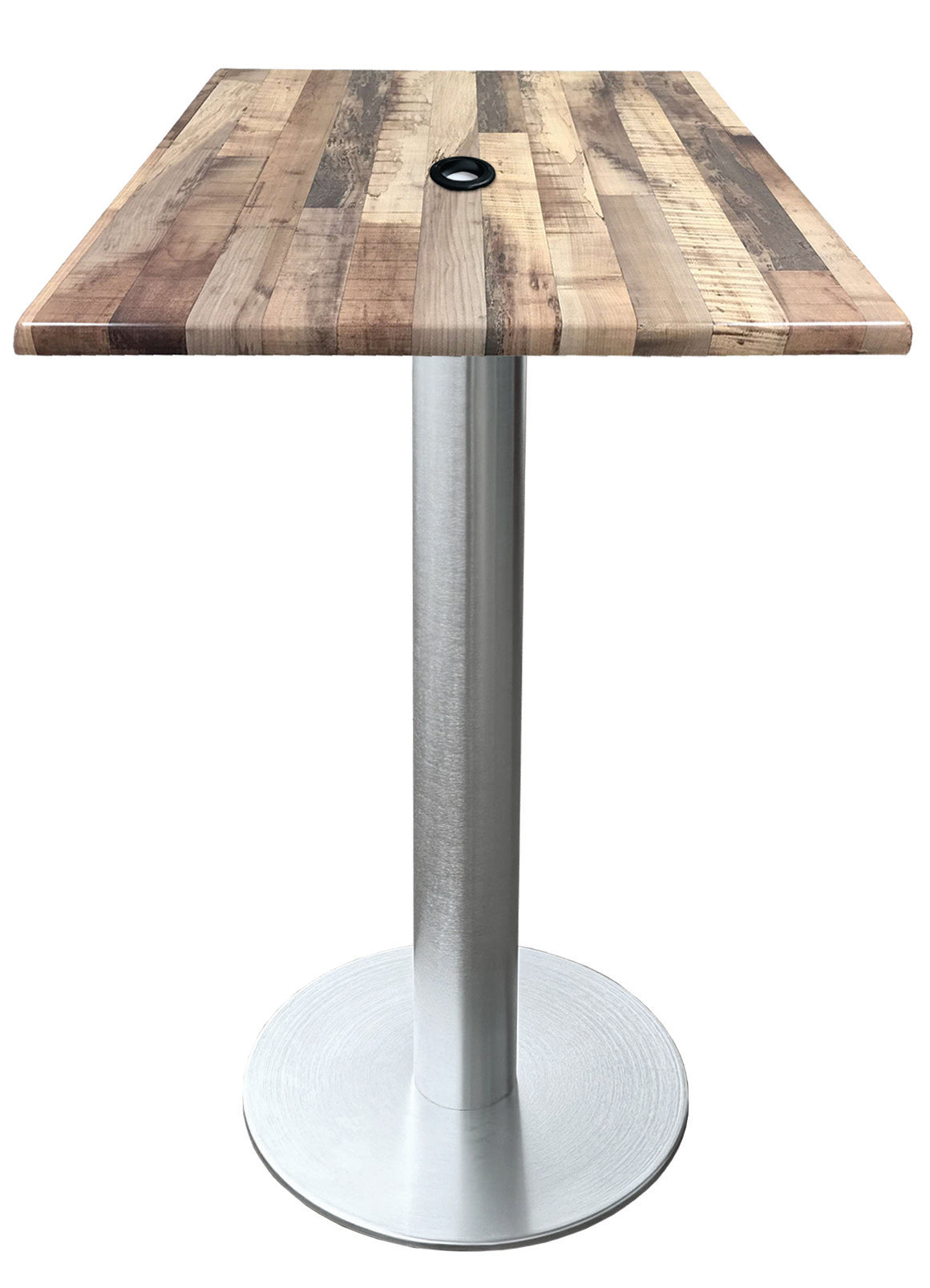 Holland Bar Stool 42-Inch Bar Height Square Patio Table - Indoor/Outdoor, with Umbrella Hole, Brushed Aluminum Base