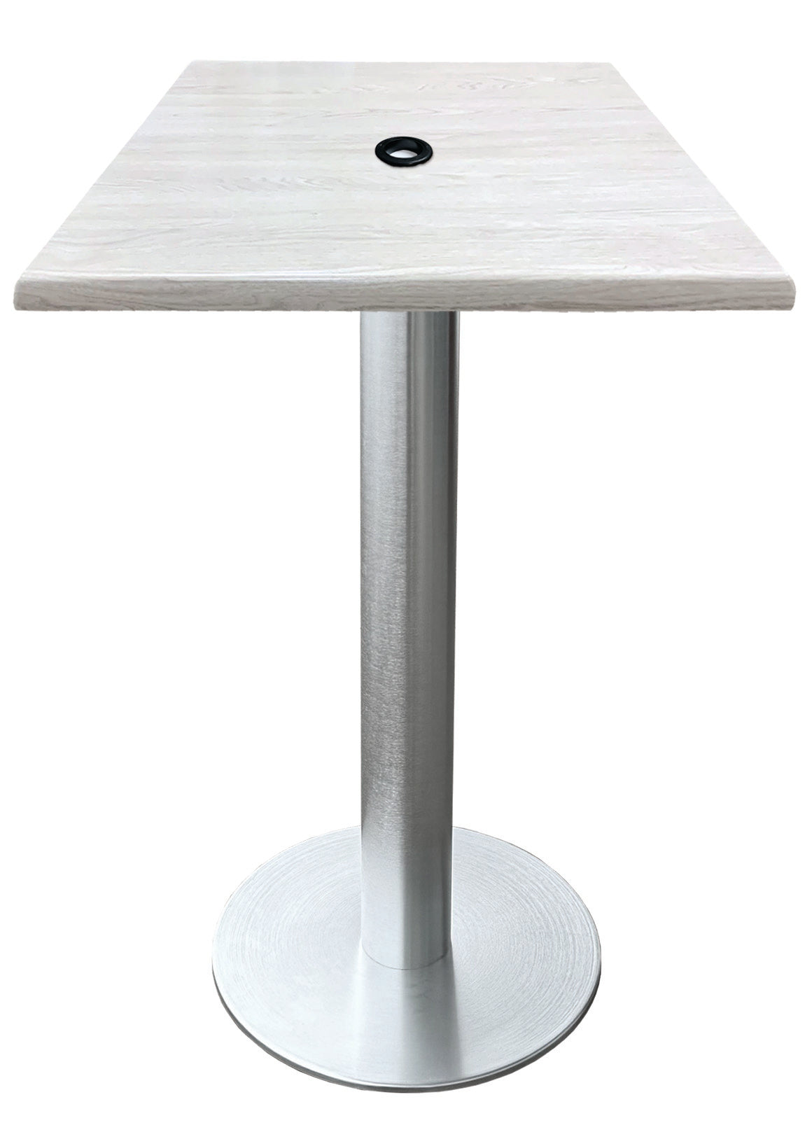 Holland Bar Stool 42-Inch Bar Height Square Patio Table - Indoor/Outdoor, with Umbrella Hole, Brushed Aluminum Base