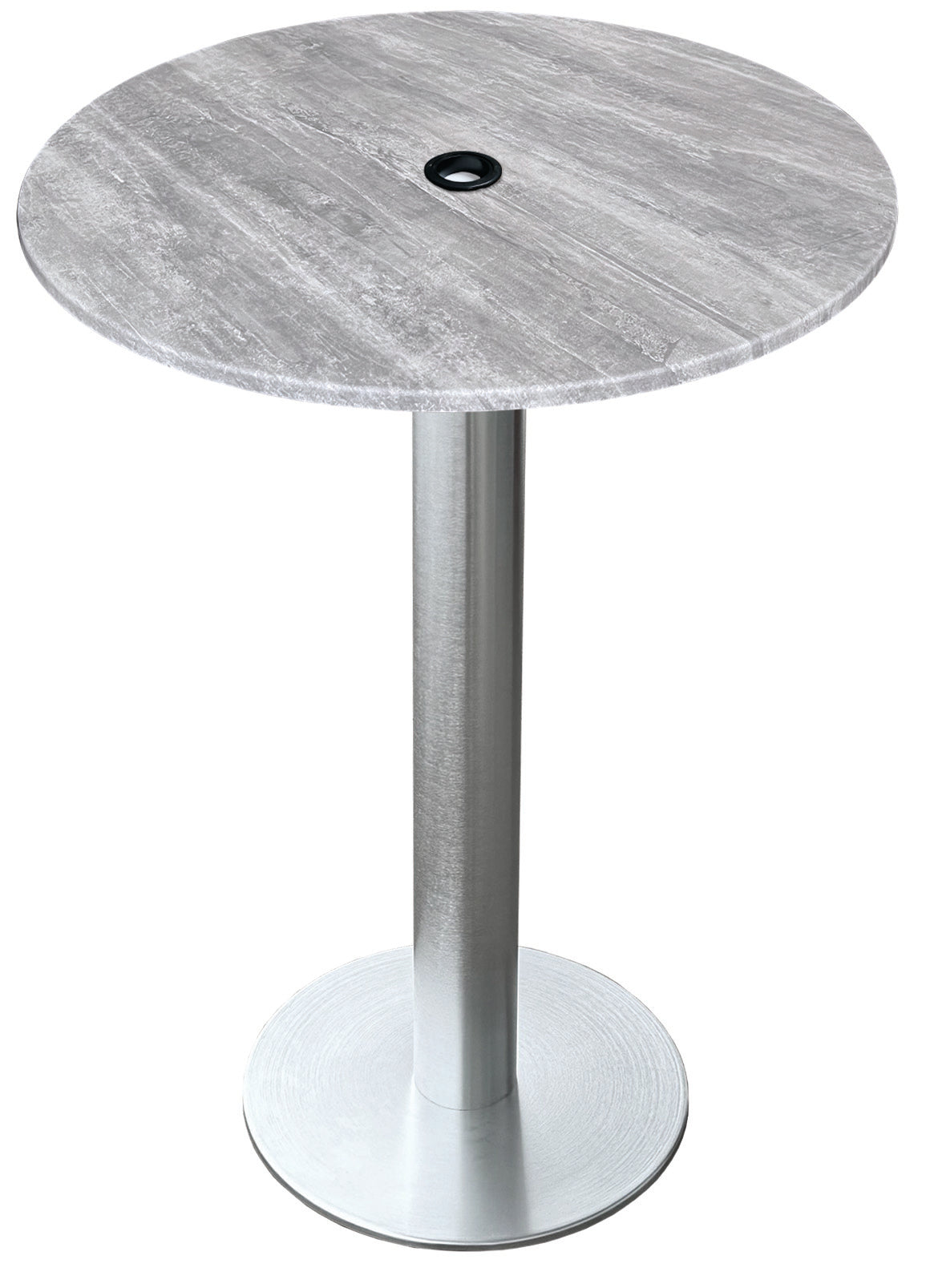 Holland Bar Stool 36-Inch Counter Height Round Patio Table - Indoor/Outdoor, with Umbrella Hole, Brushed Aluminum Base