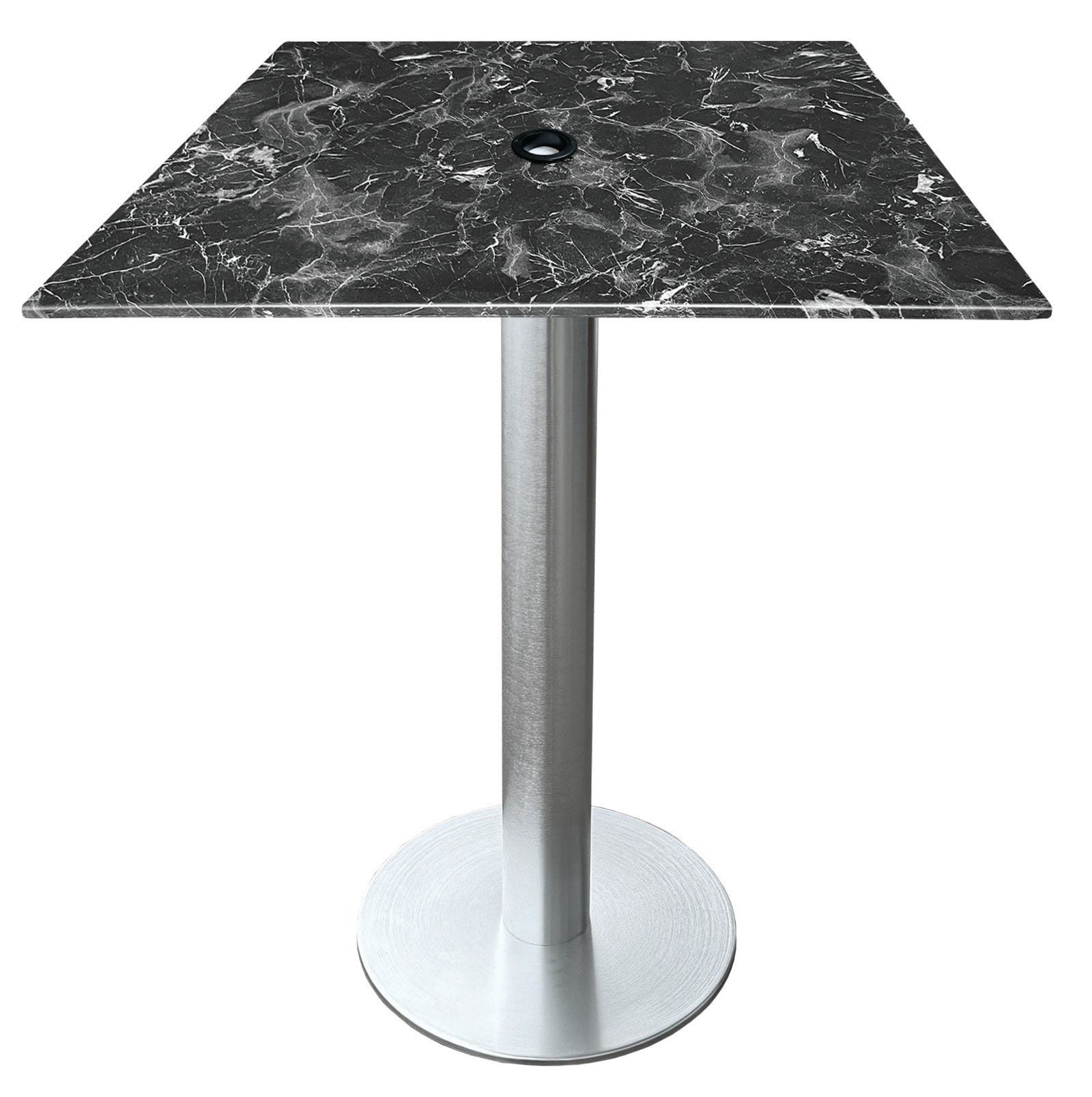 Holland Bar Stool 42-Inch Bar Height Square Patio Table - Indoor/Outdoor, with Umbrella Hole, Brushed Aluminum Base