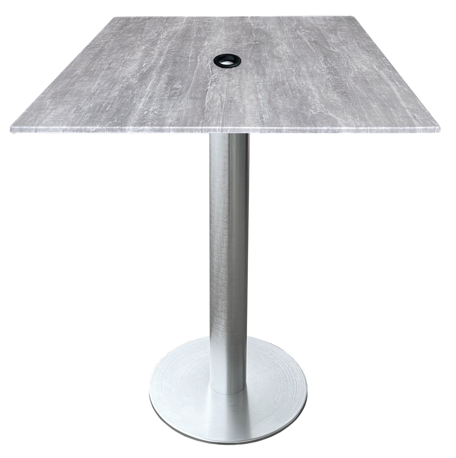 Holland Bar Stool 42-Inch Bar Height Square Patio Table - Indoor/Outdoor, with Umbrella Hole, Brushed Aluminum Base