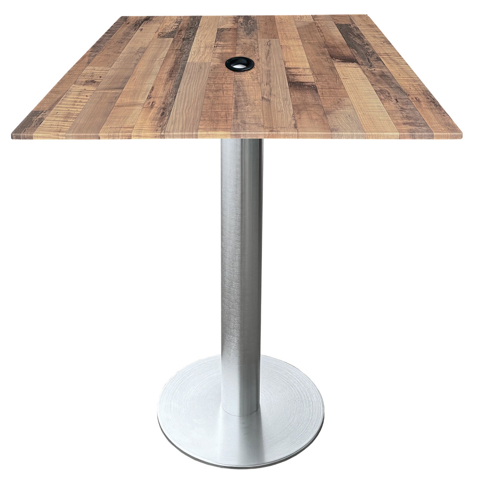 Holland Bar Stool 36-Inch Counter Height Square Patio Table - Indoor/Outdoor, with Umbrella Hole, Brushed Aluminum Base