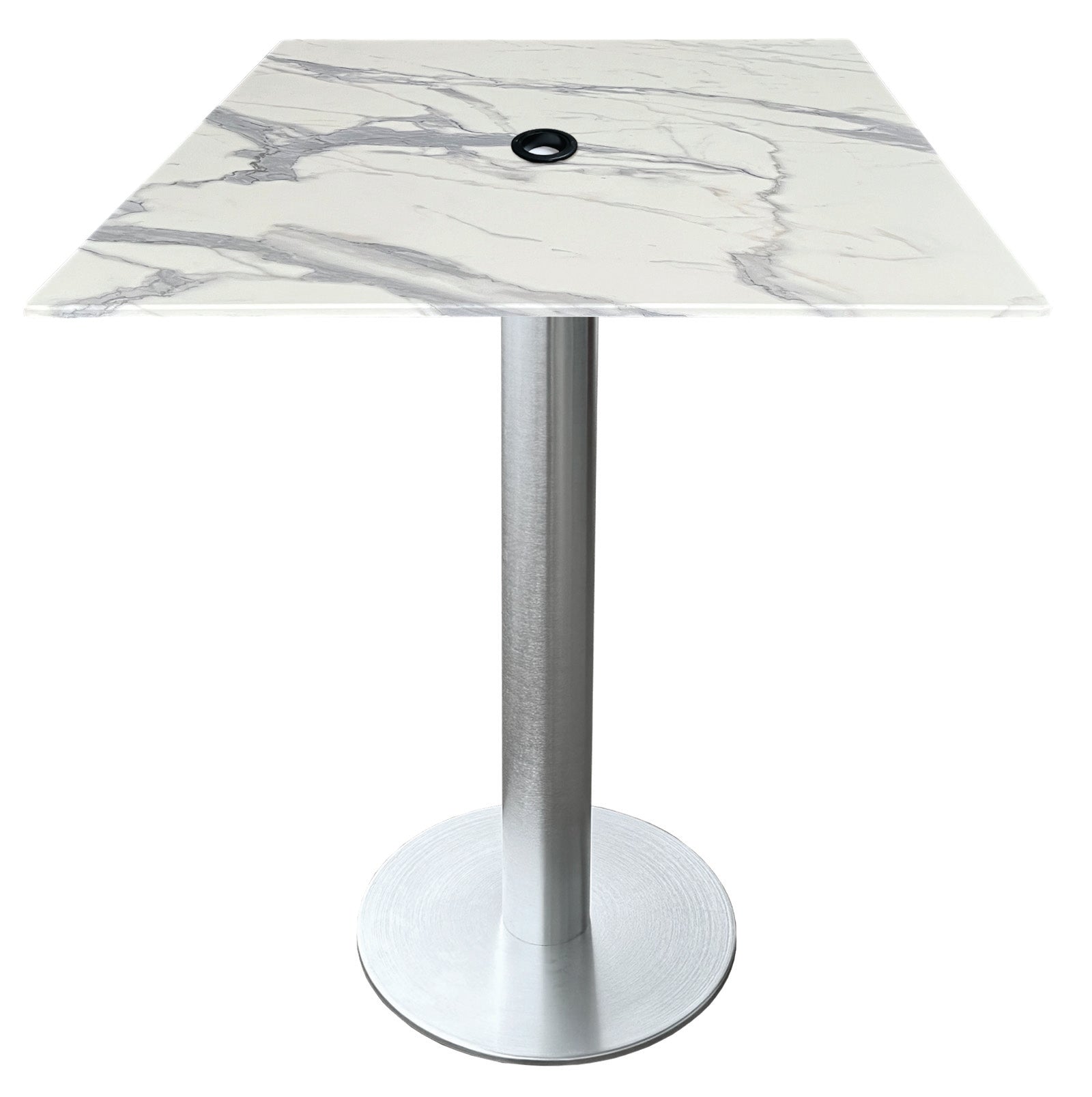 Holland Bar Stool 36-Inch Counter Height Square Patio Table - Indoor/Outdoor, with Umbrella Hole, Brushed Aluminum Base