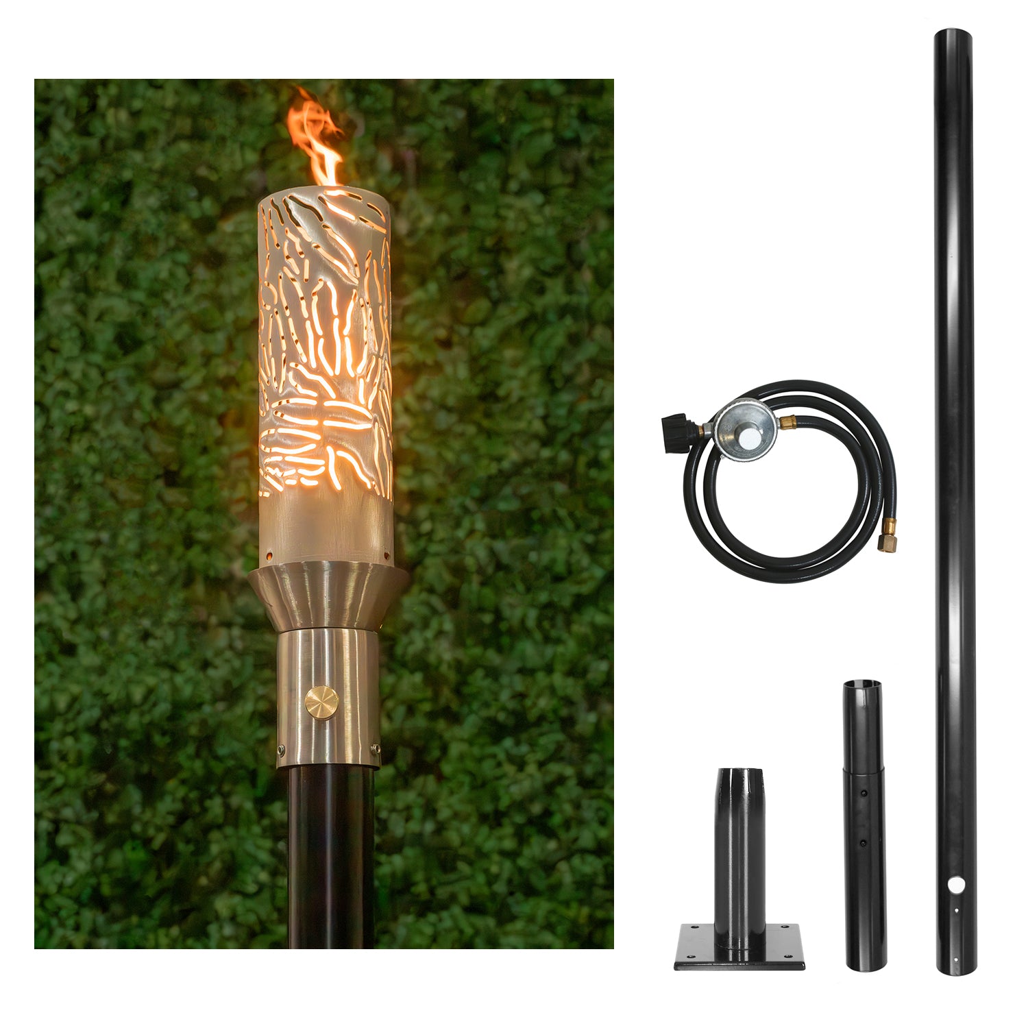 The Outdoor Plus Tropical Original TOP Torch & Post Complete - Stainless Steel - Backyard Ember