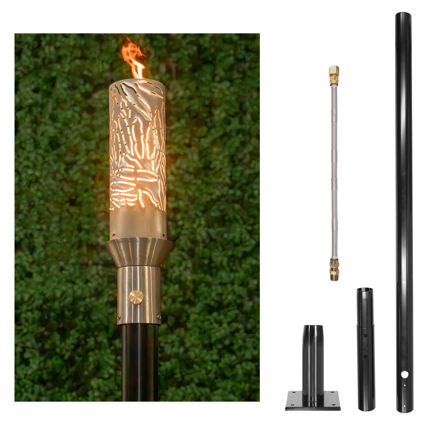 The Outdoor Plus Tropical Original TOP Torch & Post Complete - Stainless Steel - Backyard Ember