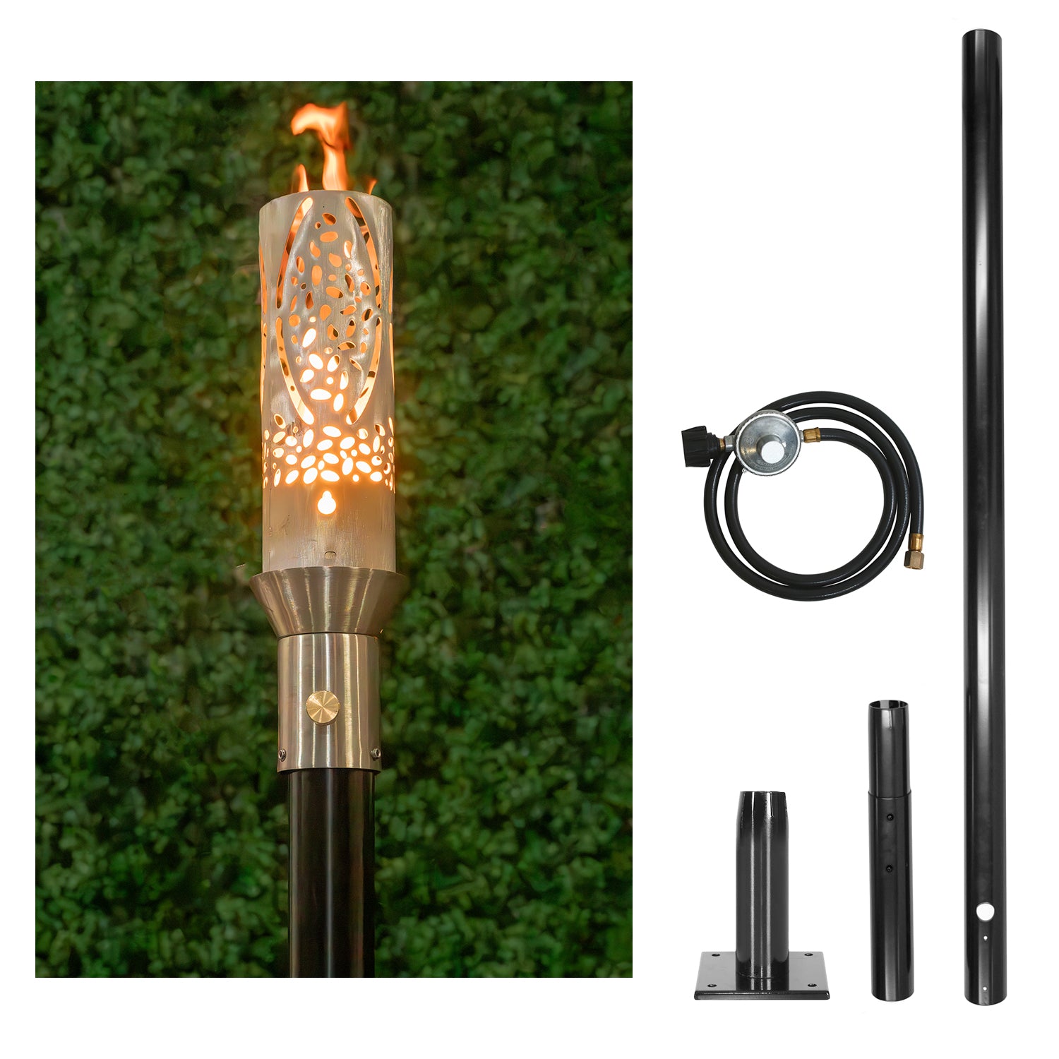 The Outdoor Plus Coral Original TOP Torch & Post Complete - Stainless Steel
