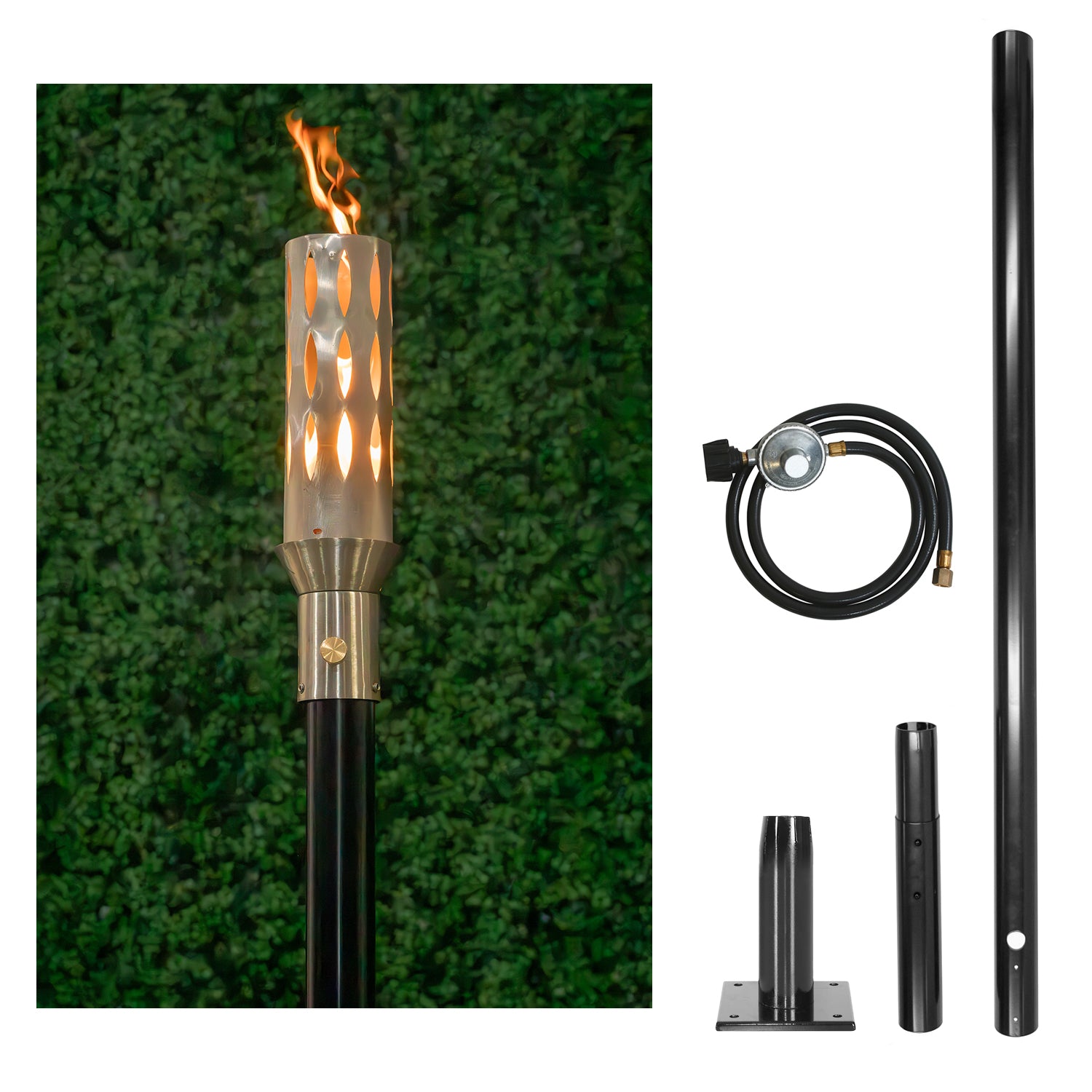 The Outdoor Plus Ellipse Original TOP Torch & Post Complete - Stainless Steel