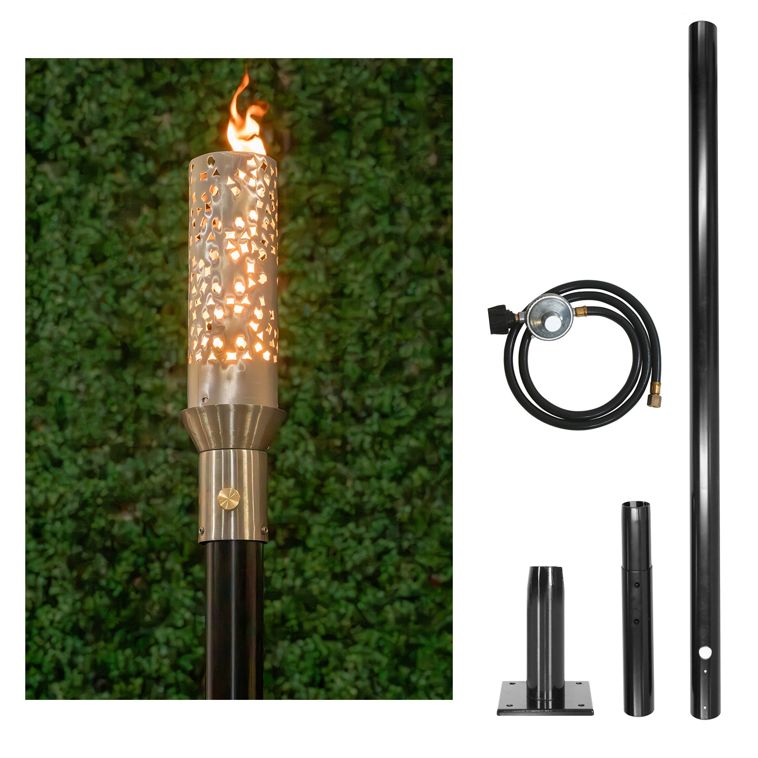The Outdoor Plus Shotgun Original TOP Torch & Post Complete - Stainless Steel - Backyard Ember