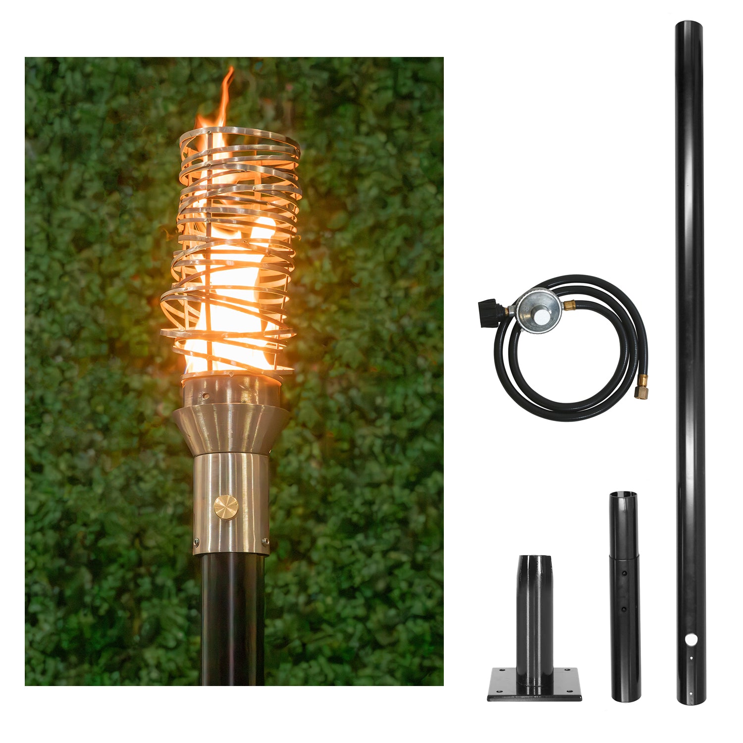 The Outdoor Plus Cyclone Original TOP Torch & Post Complete - Stainless Steel