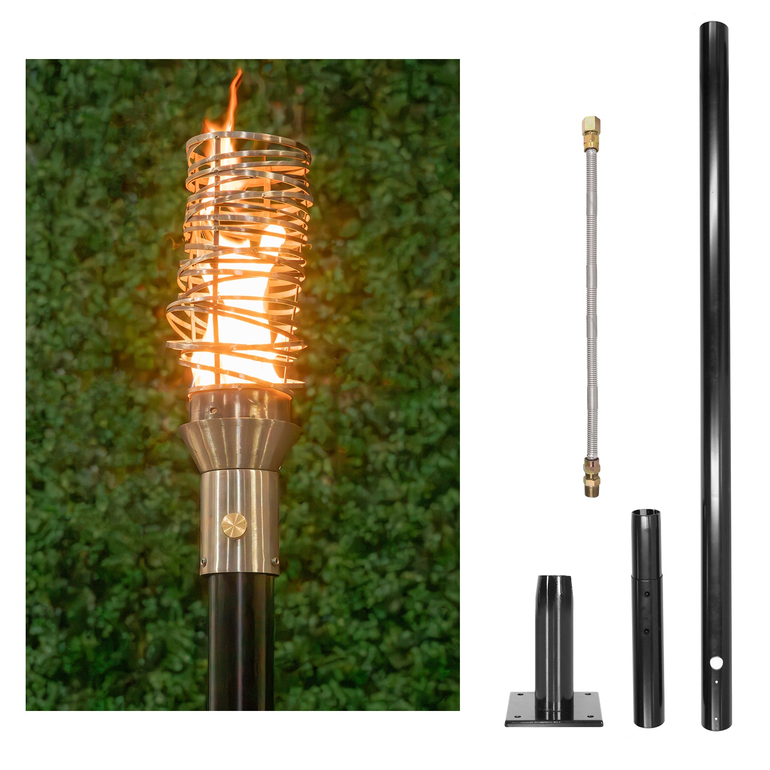 The Outdoor Plus Cyclone Original TOP Torch & Post Complete - Stainless Steel