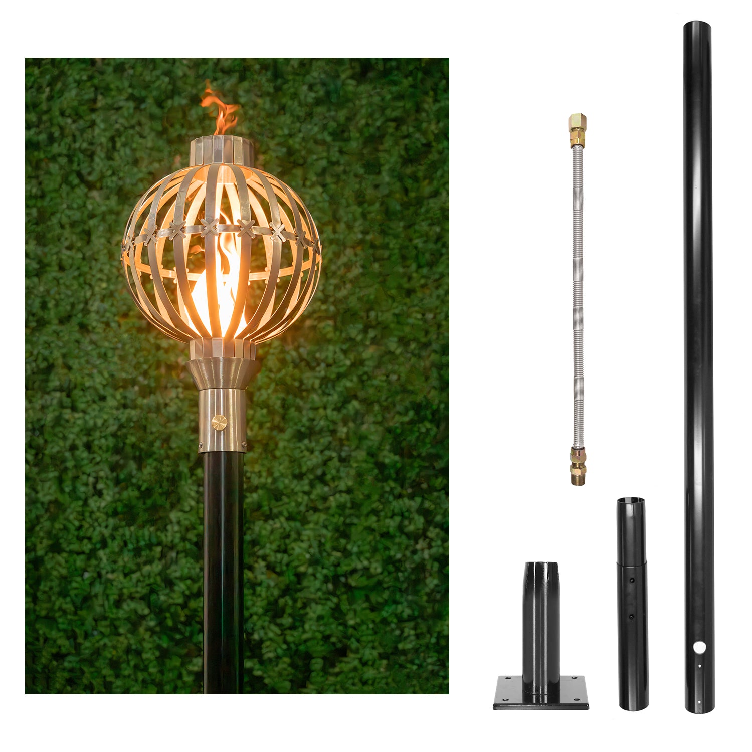 The Outdoor Plus Globe Original TOP Torch & Post Complete - Stainless Steel