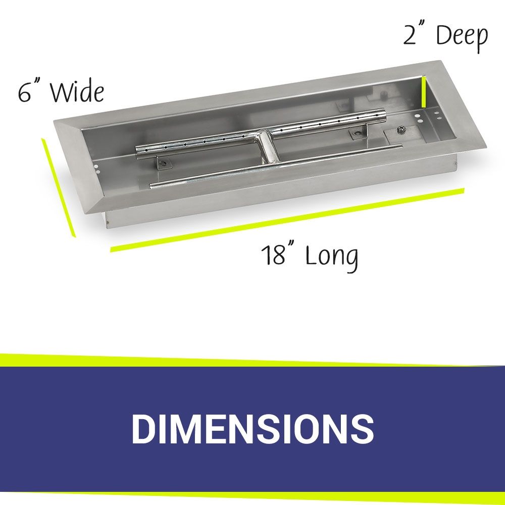 American Fire Products 18" x 6" Stainless Steel Drop-In Fire Pit Pan with 1/2" Threaded Nipple