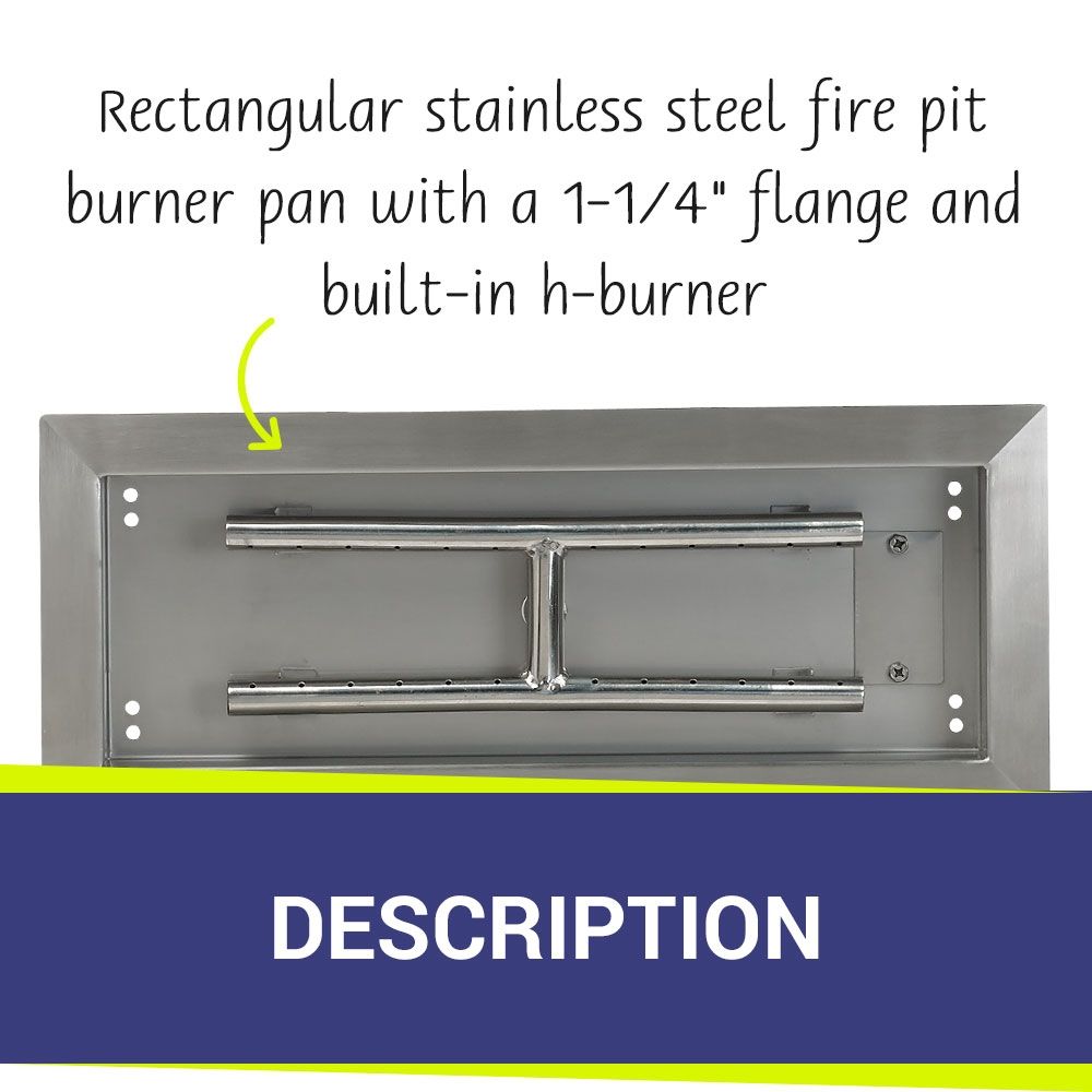 American Fire Products 18" x 6" Stainless Steel Drop-In Fire Pit Pan with 1/2" Threaded Nipple