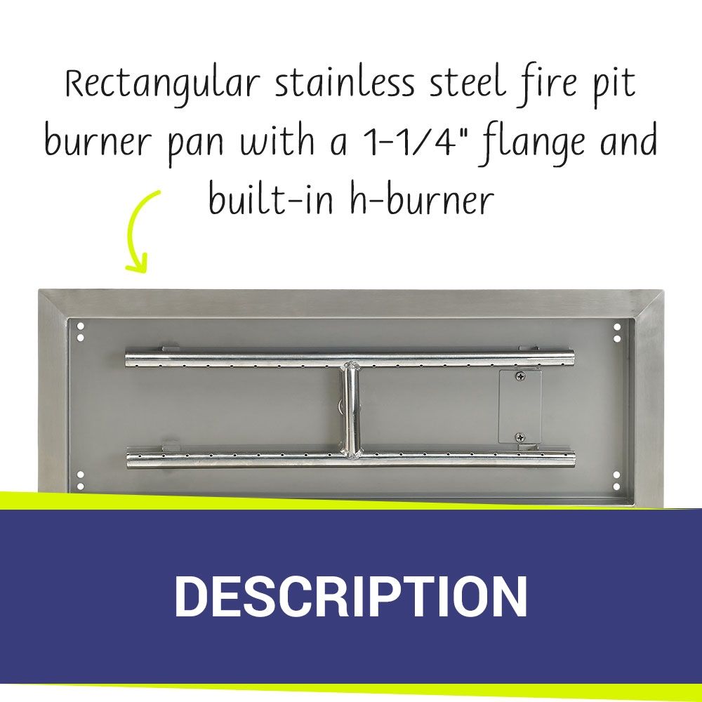 American Fire Products 24" x 8" Stainless Steel Drop-In Fire Pit Pan with 1/2" Threaded Nipple