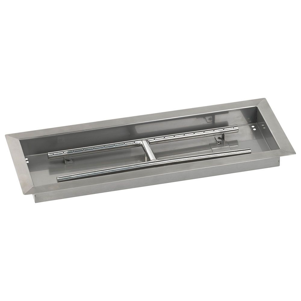 American Fire Products 24" x 8" Stainless Steel Drop-In Fire Pit Pan with 1/2" Threaded Nipple
