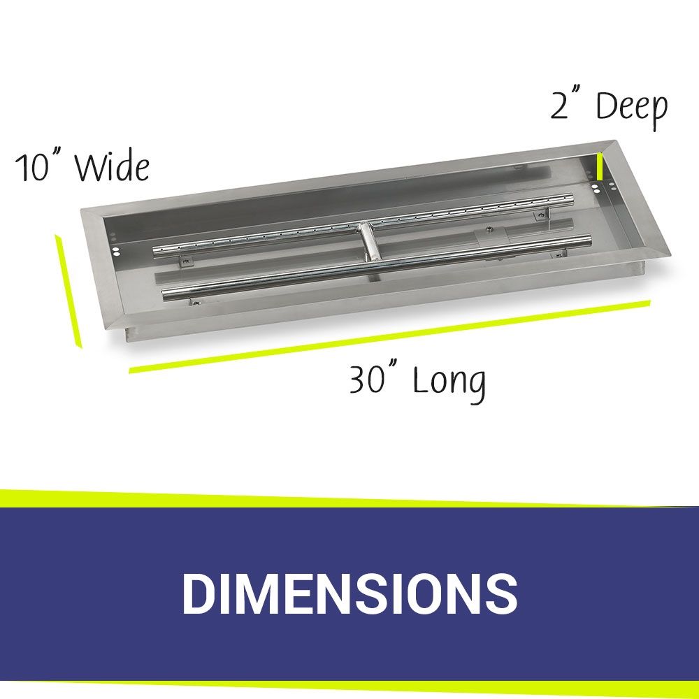 American Fire Products 30" x 10" Stainless Steel Drop-In Fire Pit Pan with 1/2" Threaded Nipple