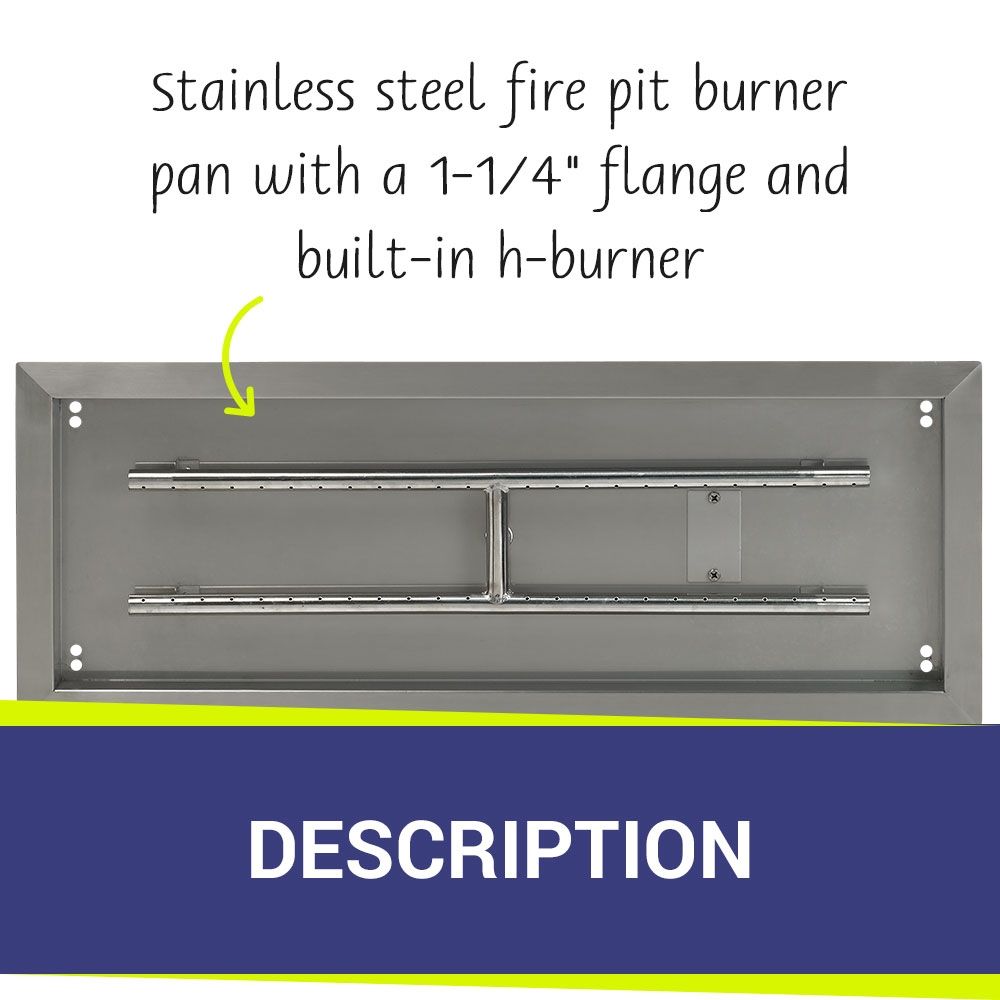 American Fire Products 30" x 10" Stainless Steel Drop-In Fire Pit Pan with 1/2" Threaded Nipple