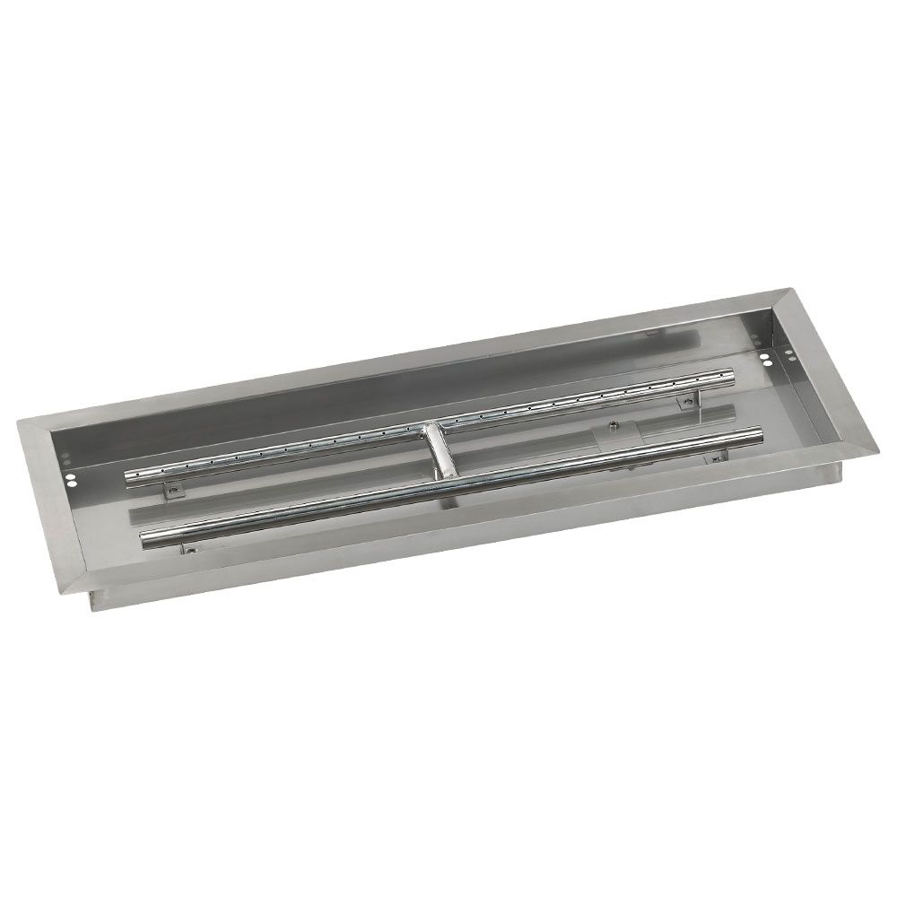 American Fire Products 30" x 10" Stainless Steel Drop-In Fire Pit Pan with 1/2" Threaded Nipple