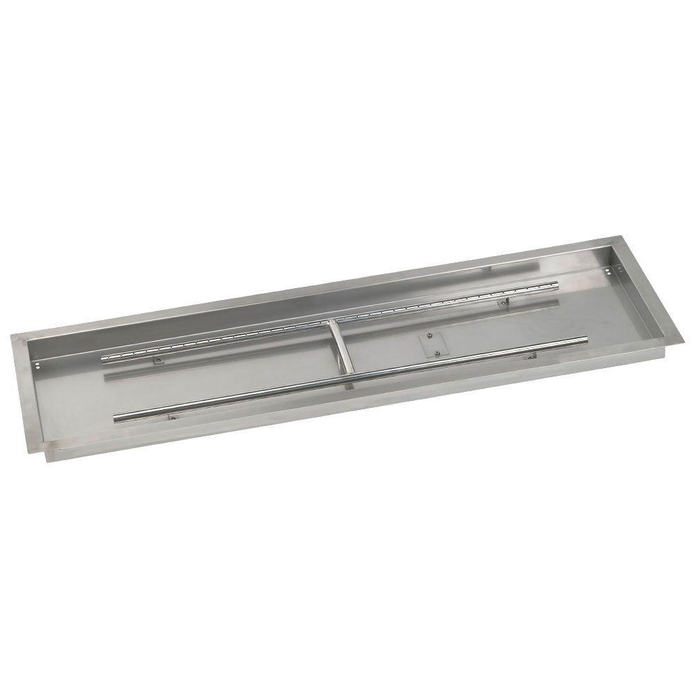 American Fire Products 48" x 14" Stainless Steel Drop-In Fire Pit Pan with 1/2" Threaded Nipple