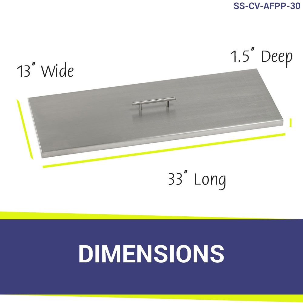 American Fire Products Rectangular Stainless Steel Drop-In Fire Pit Pan Cover