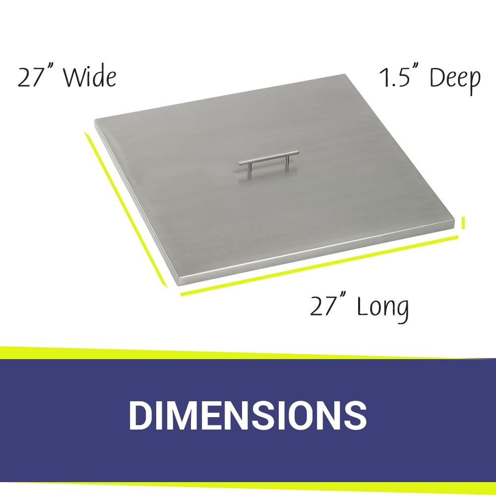 American Fire Products Square Stainless Steel Drop-In Fire Pit Pan Cover